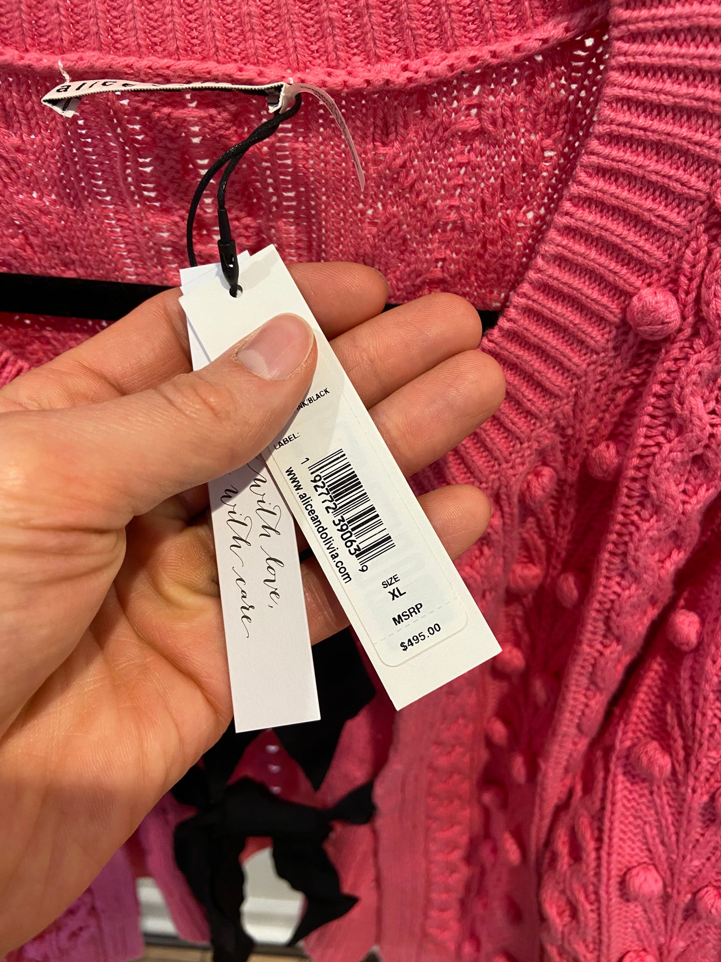 Alice + Olivia Pink Kitty Puff Sleeve Cardigan size XL