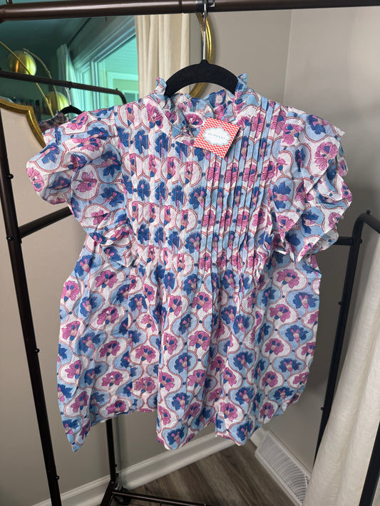 Oliphant Pintuck Ruffle Top size XS