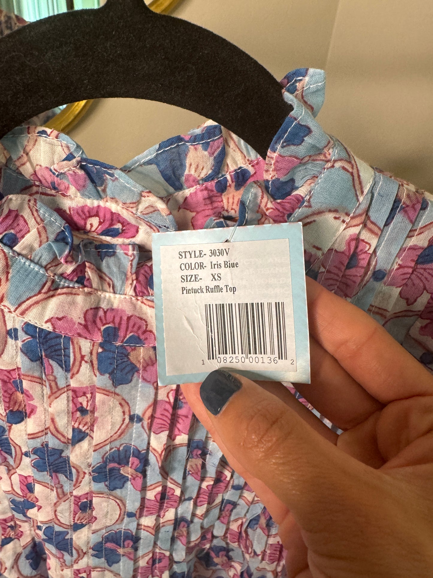 Oliphant Pintuck Ruffle Top size XS