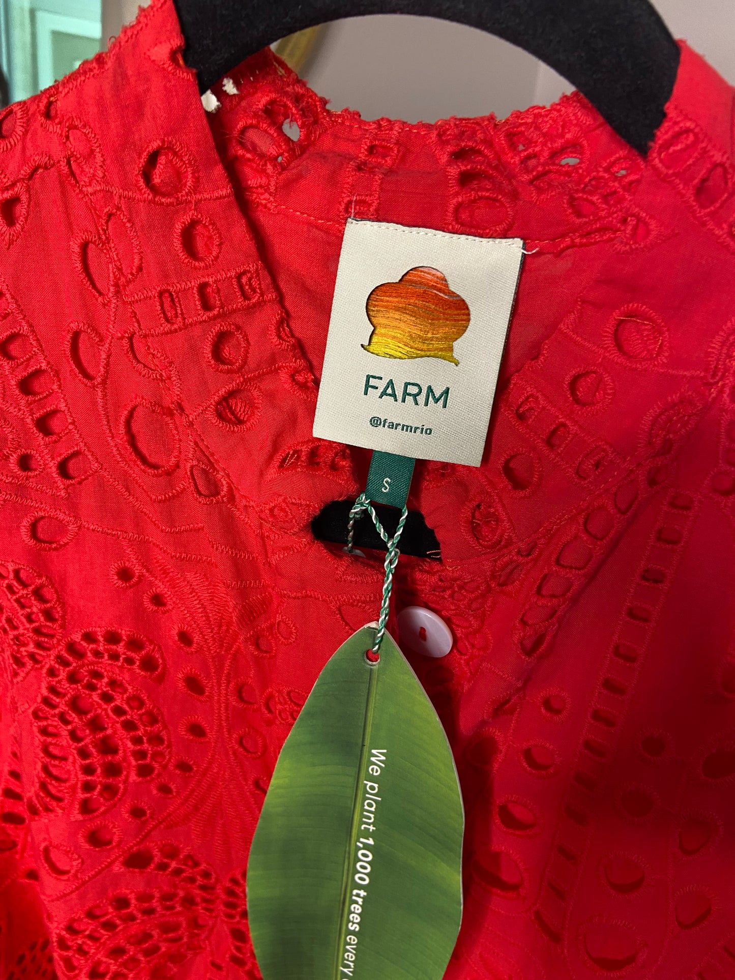 Farm Rio Red Palm Tree Mini Dress size S