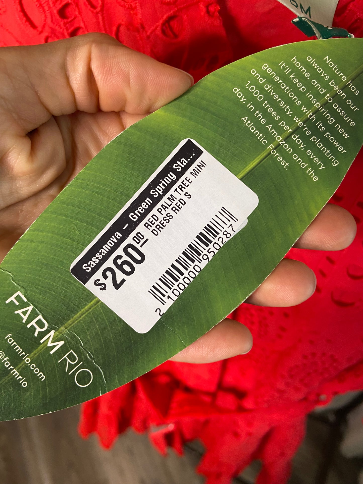 Farm Rio Red Palm Tree Mini Dress size S
