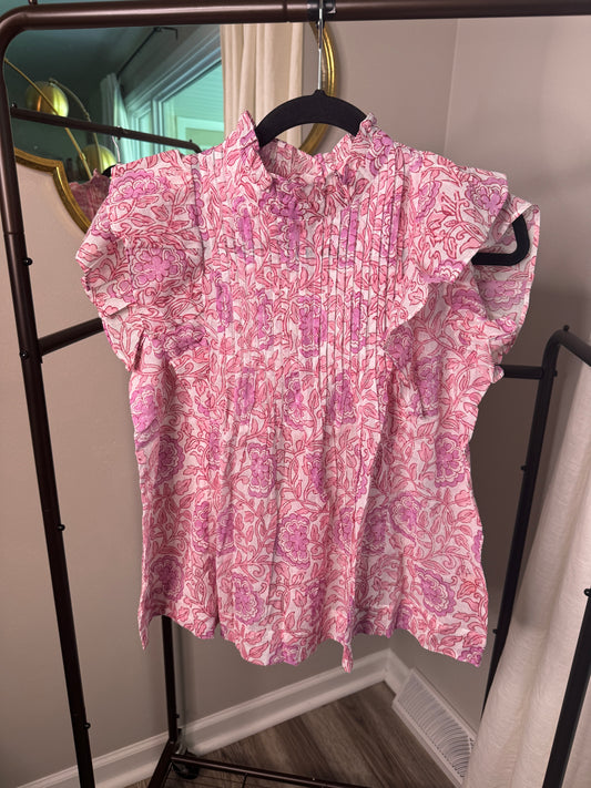 Oliphant Pintuck Ruffle Top size XS