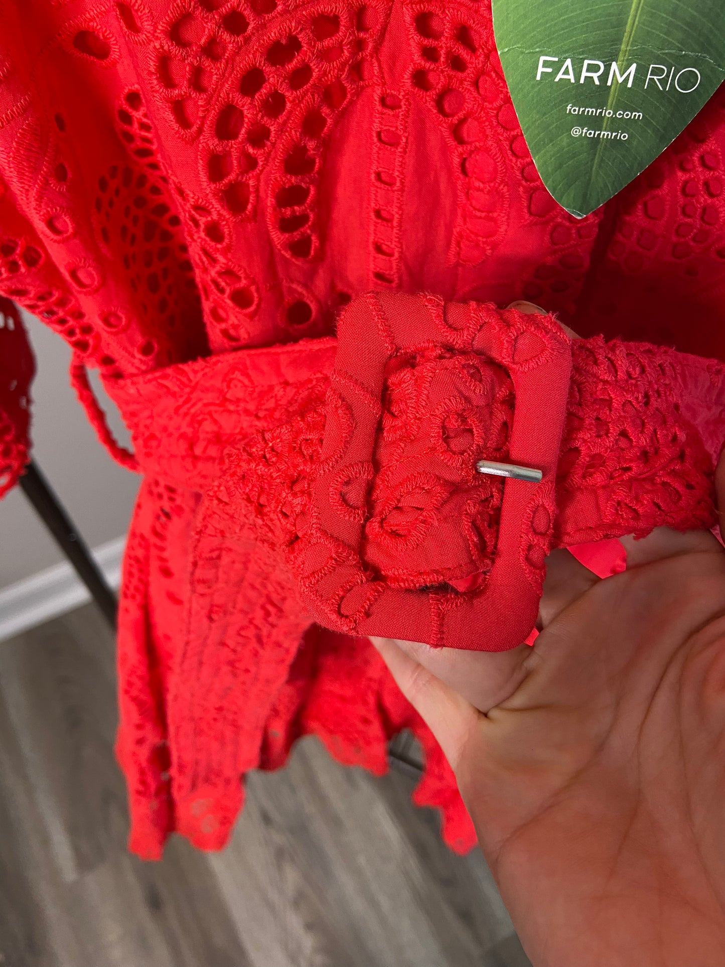 Farm Rio Red Palm Tree Mini Dress size S