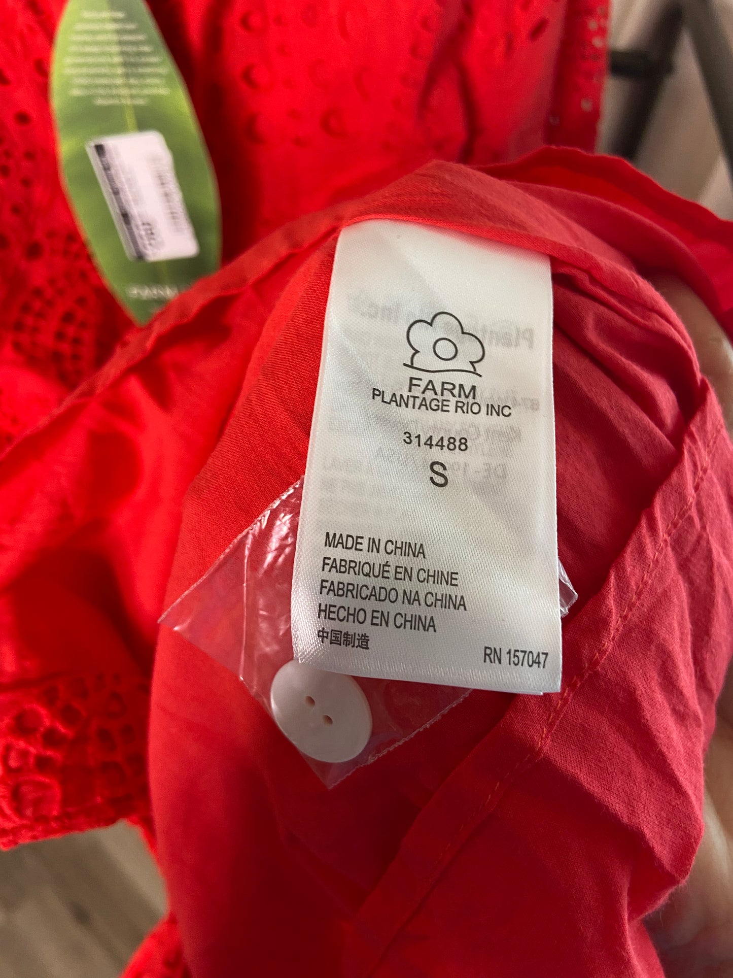Farm Rio Red Palm Tree Mini Dress size S