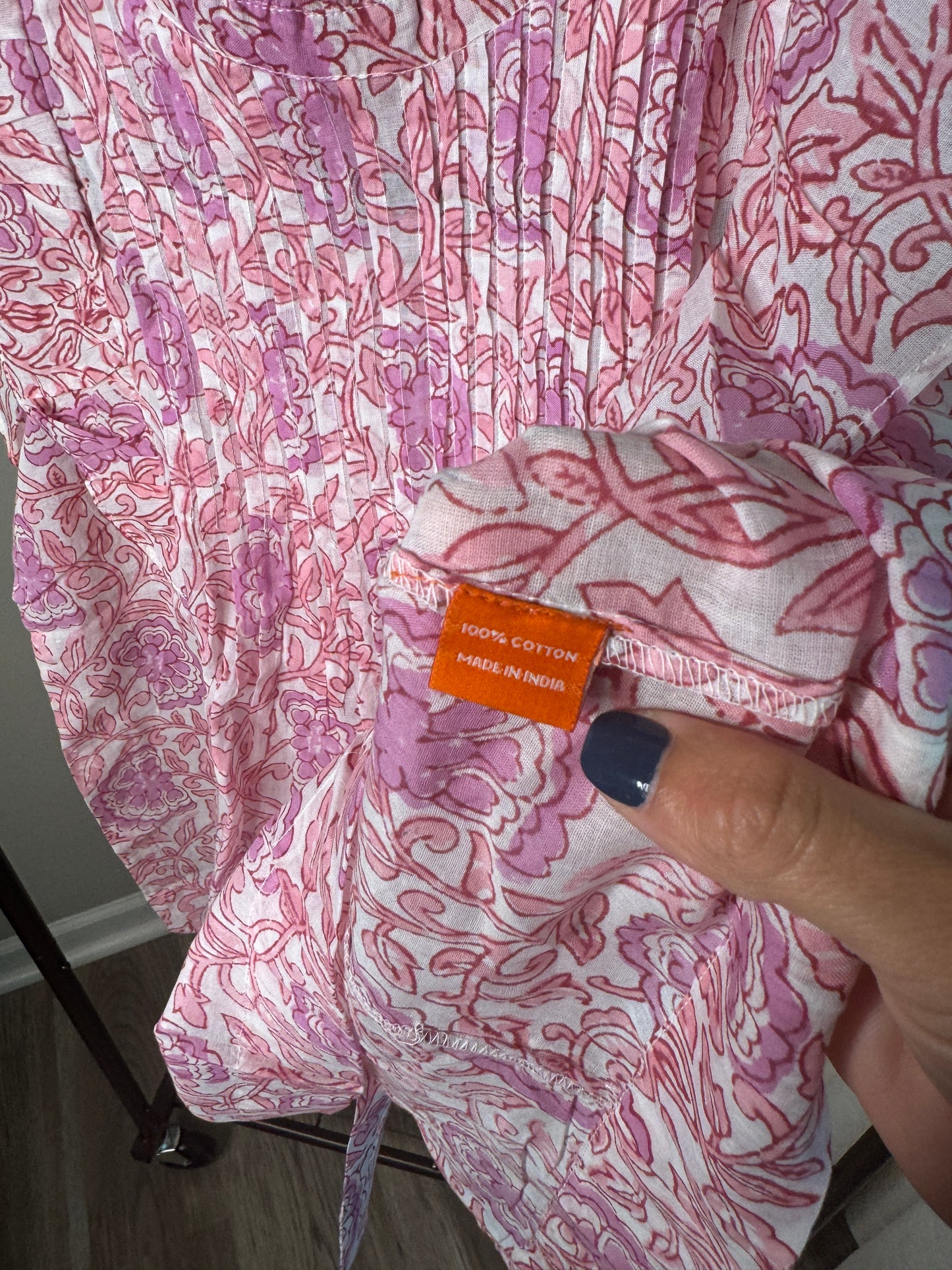 Oliphant Pintuck Ruffle Top size XS
