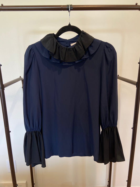 Tory Burch Ruffle Neck Silk Blouse size 2