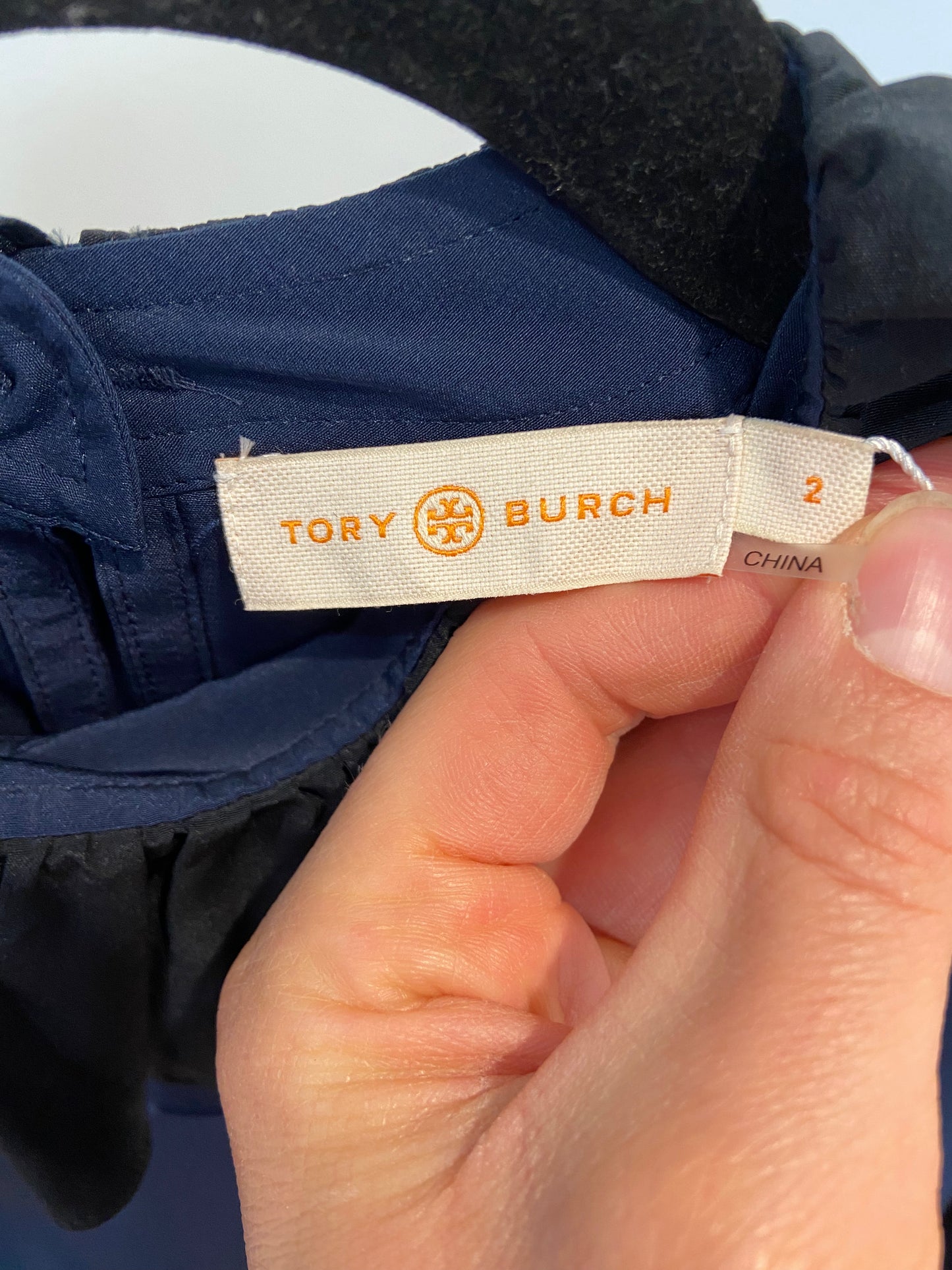 Tory Burch Ruffle Neck Silk Blouse size 2