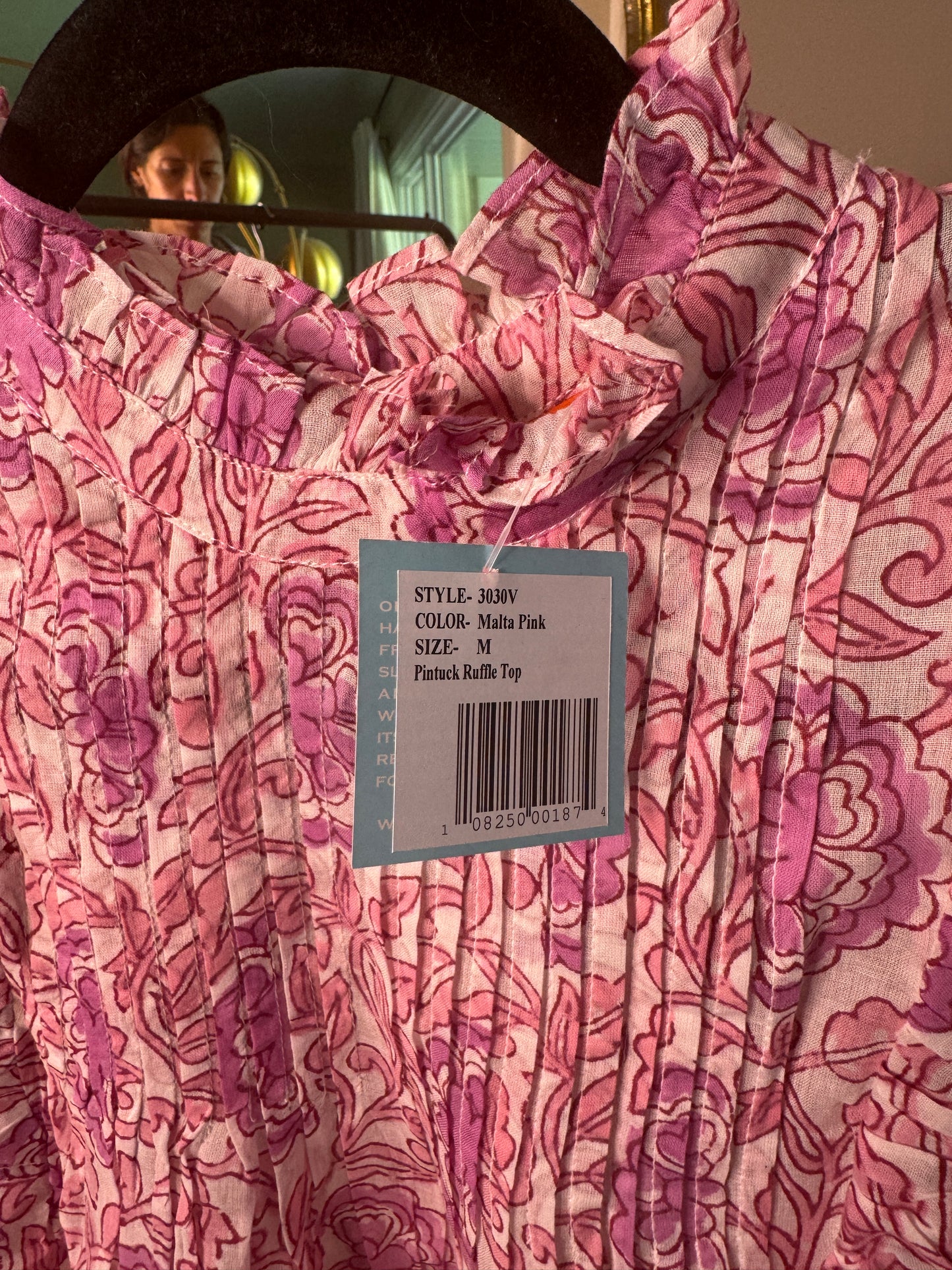 Oliphant Pintuck Ruffle Top size M