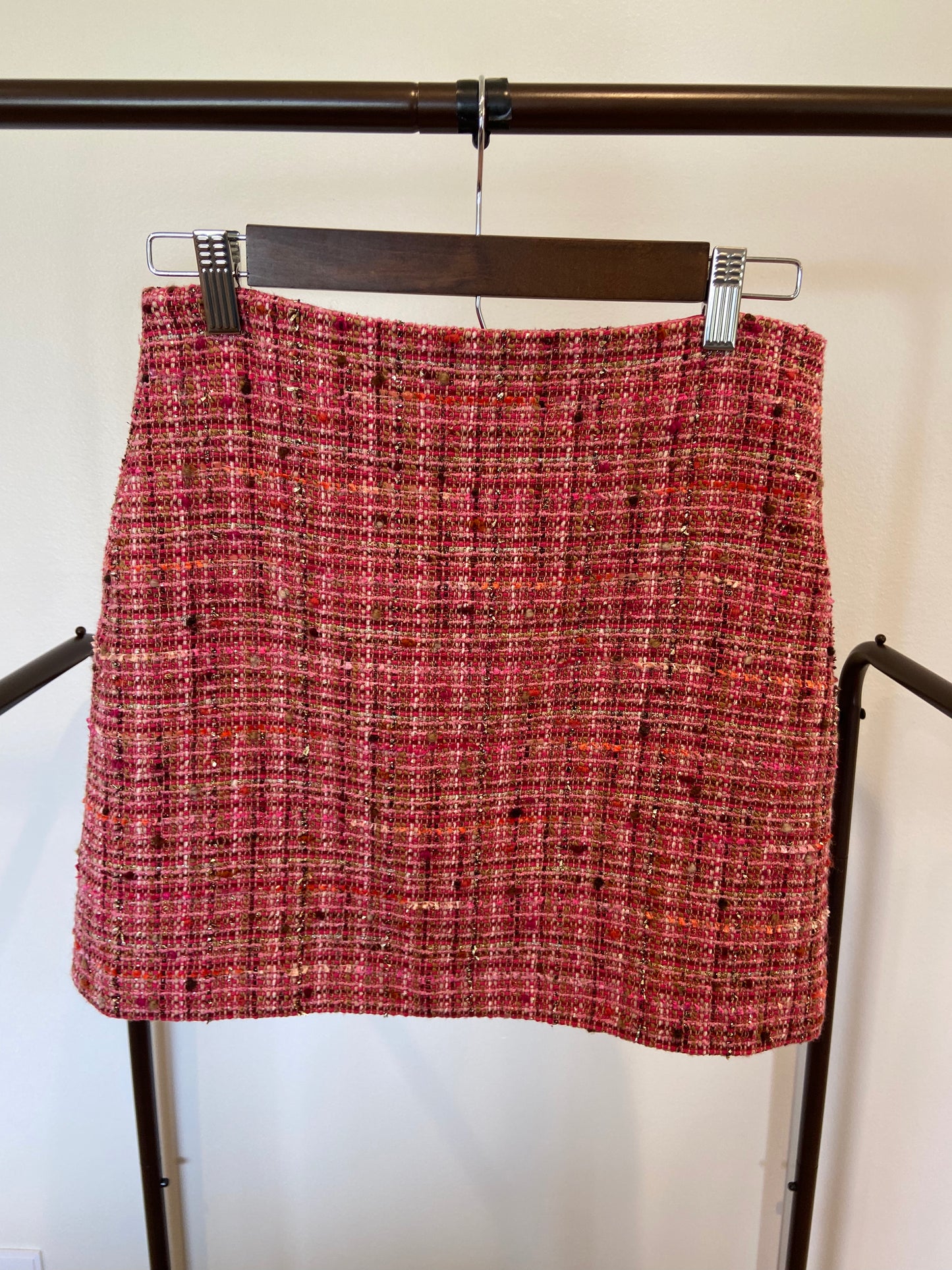 Veronica Beard Ohemia Metallic Pink Tweed Skirt size 2