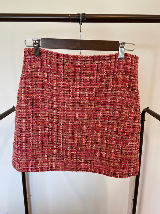 Veronica Beard Ohemia Metallic Pink Tweed Skirt size 2