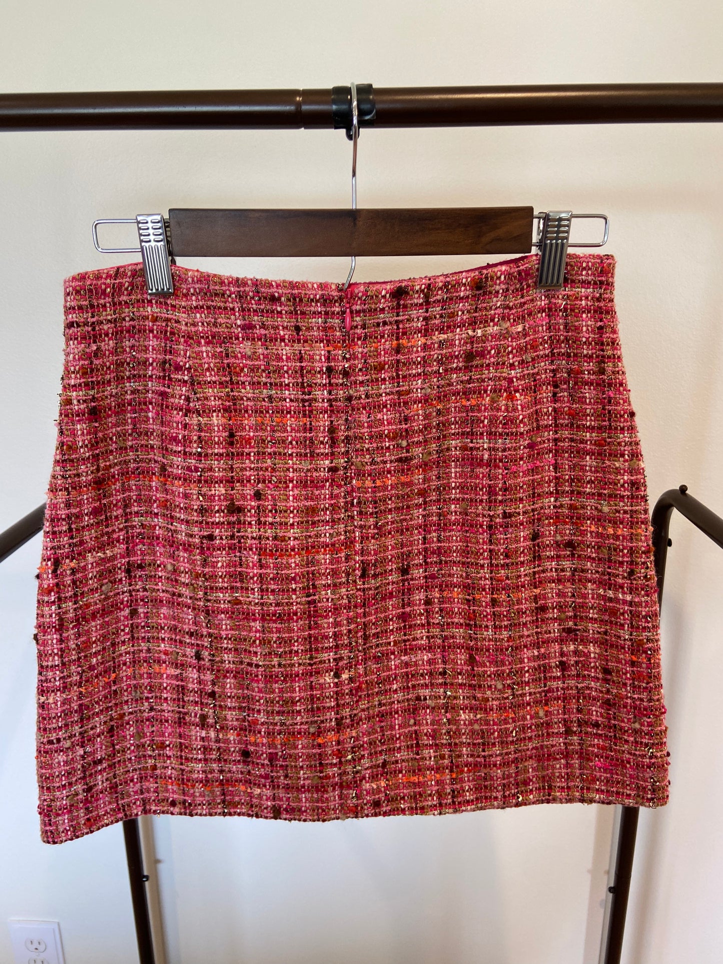 Veronica Beard Ohemia Metallic Pink Tweed Skirt size 2