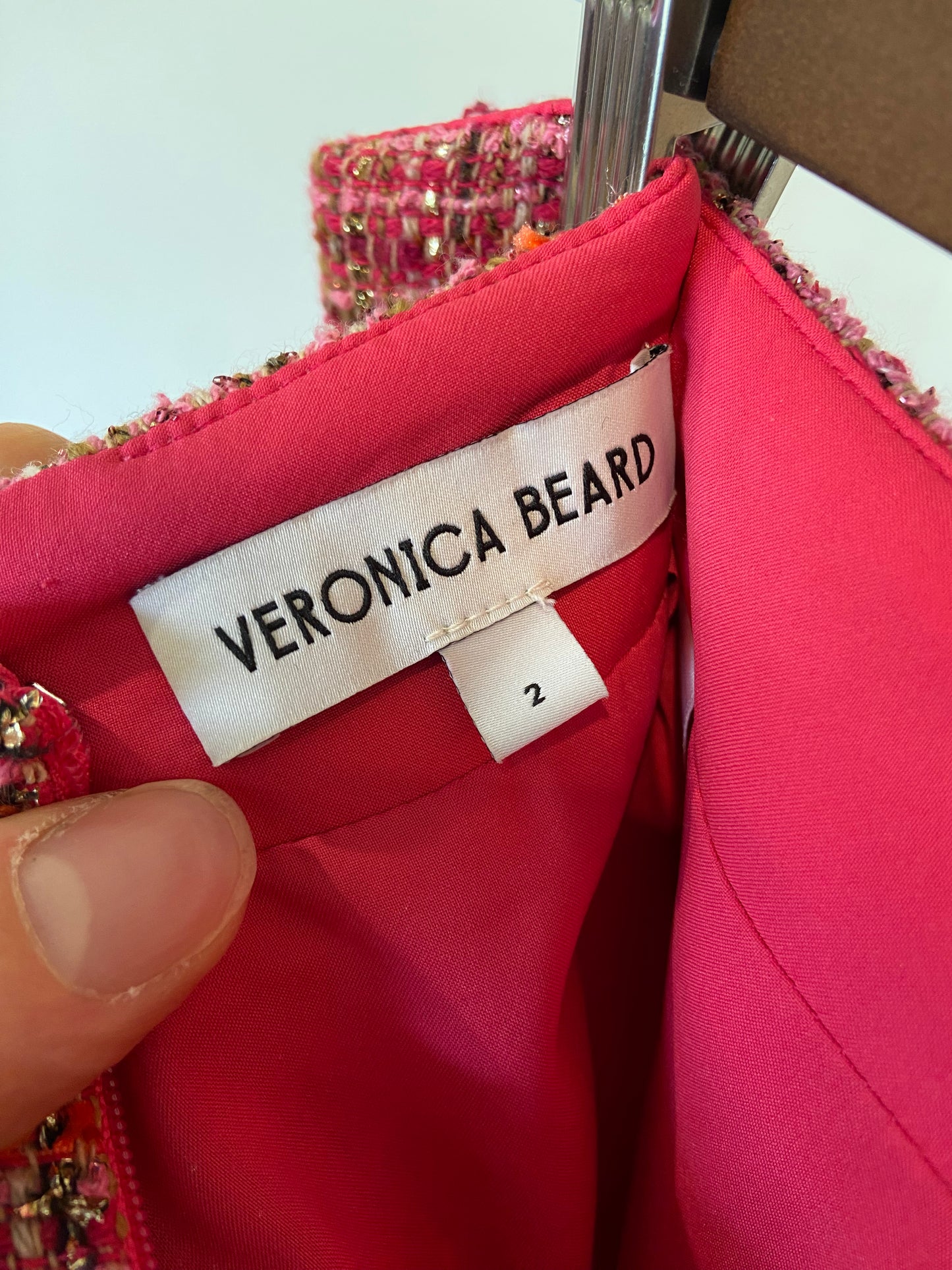 Veronica Beard Ohemia Metallic Pink Tweed Skirt size 2
