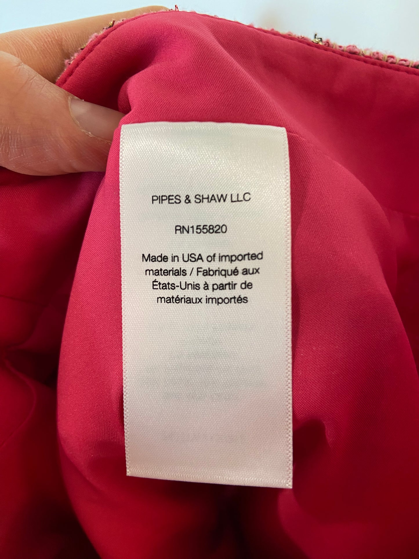 Veronica Beard Ohemia Metallic Pink Tweed Skirt size 2