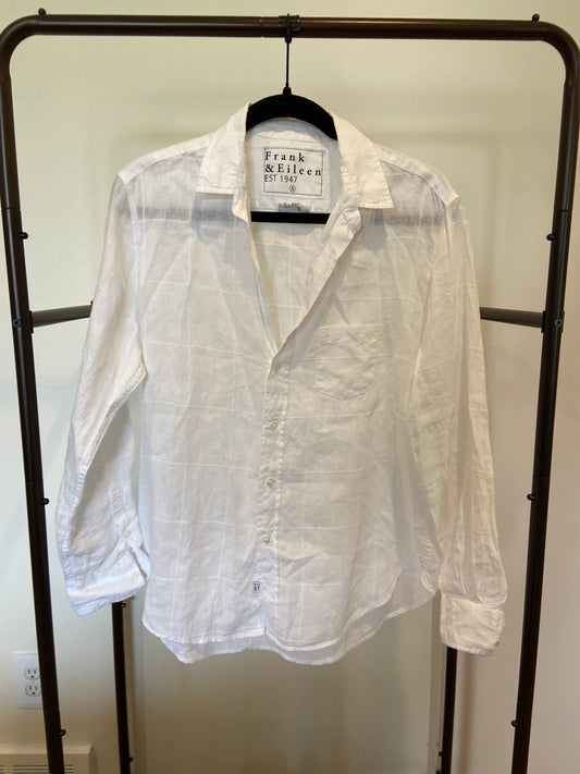 Frank and Eileen Eileen Woven Button Up in White Textured Windowpane size S