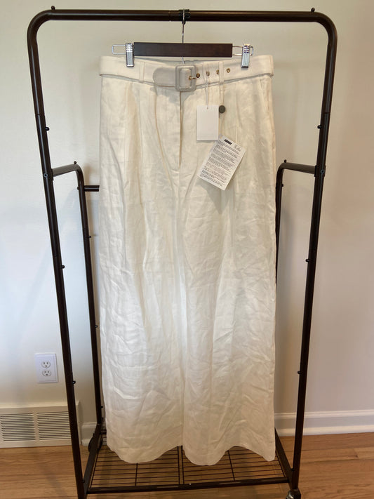 Zimmermann Wavelength Linen Wide Leg Trouser Ivory size US 8