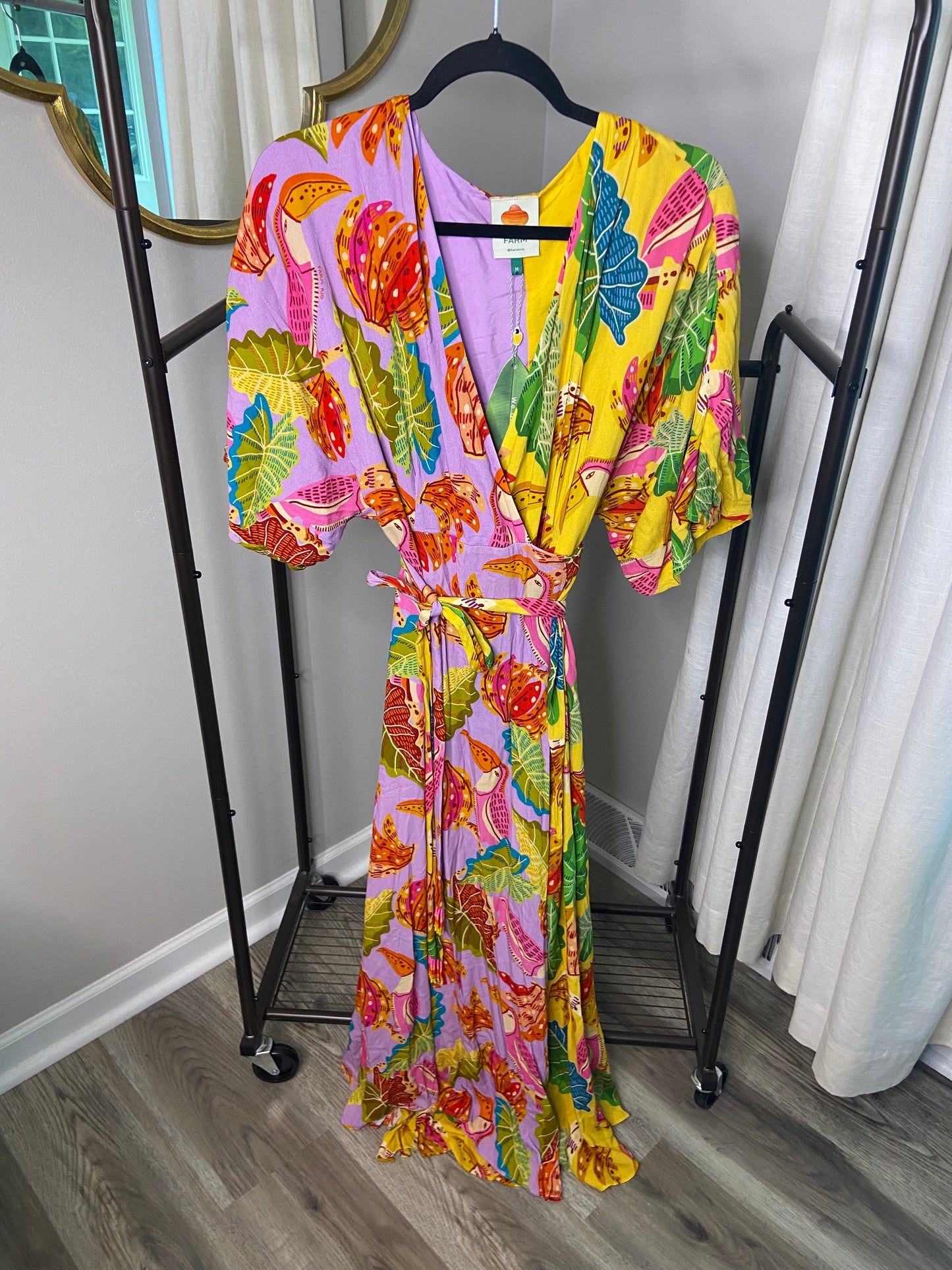 Farm Rio Beaks and Bananas Wrap Dress size M