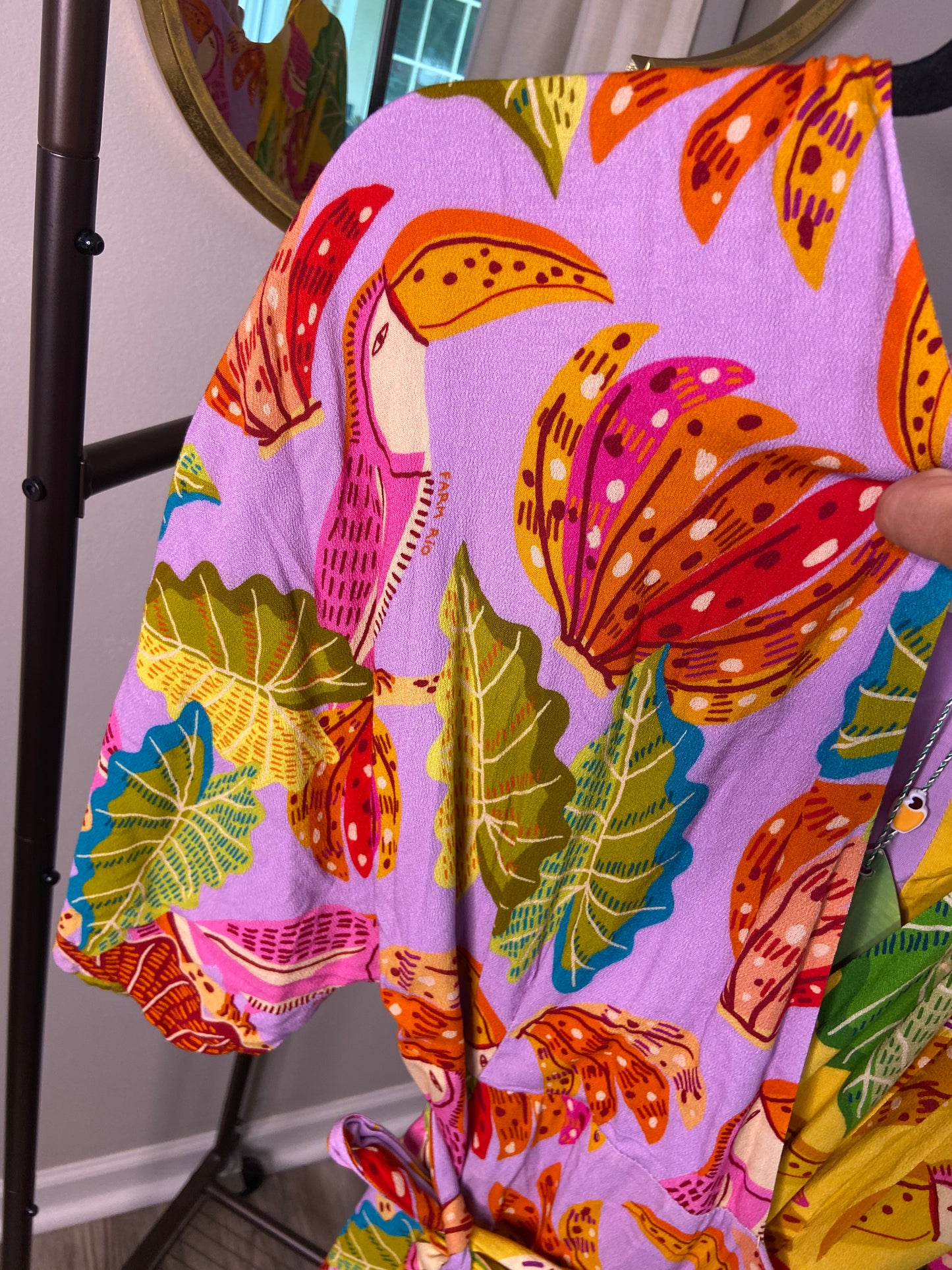 Farm Rio Beaks and Bananas Wrap Dress size M