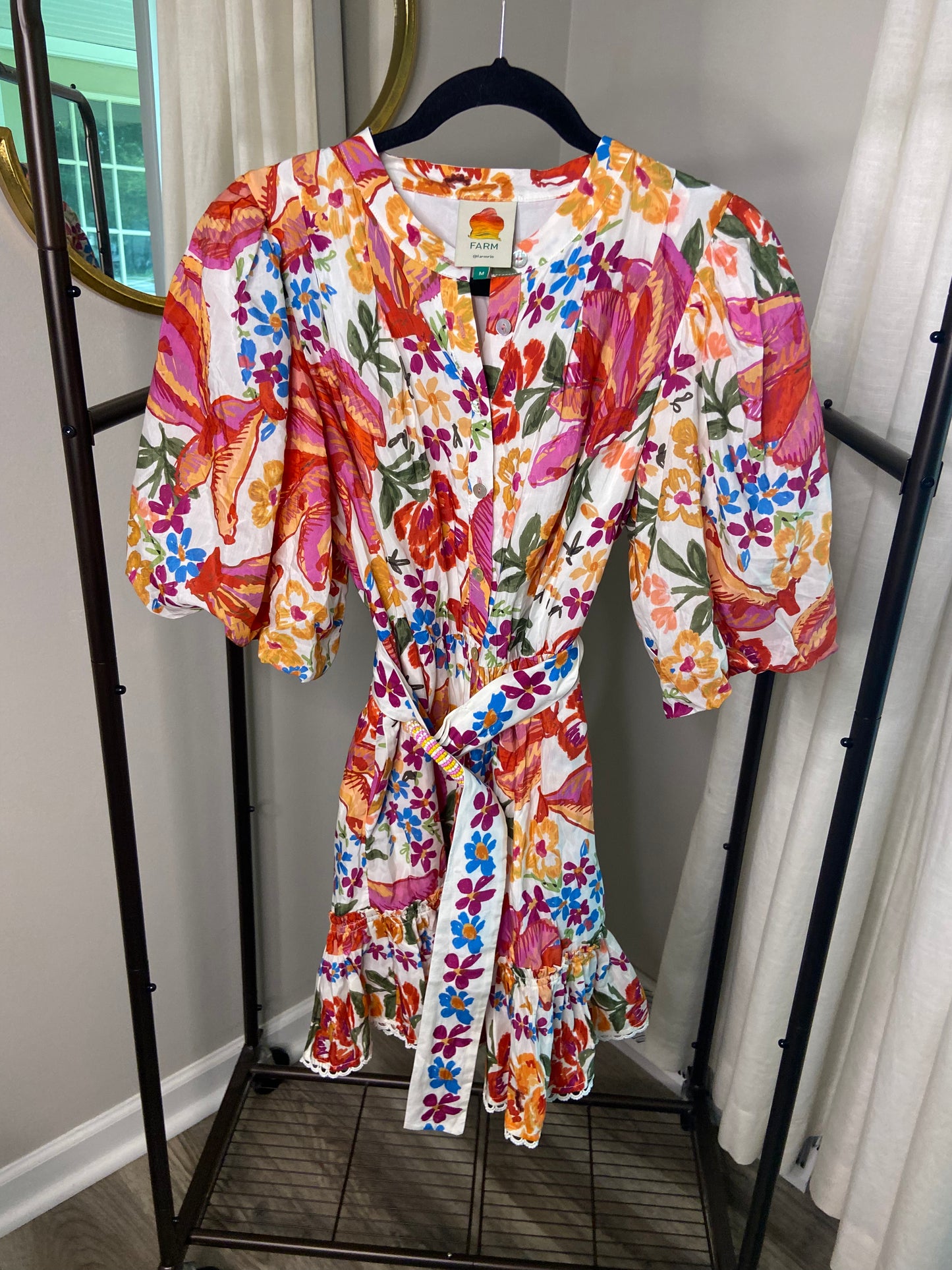 Farm Rio Spring Bananas Belt Mini Dress size M