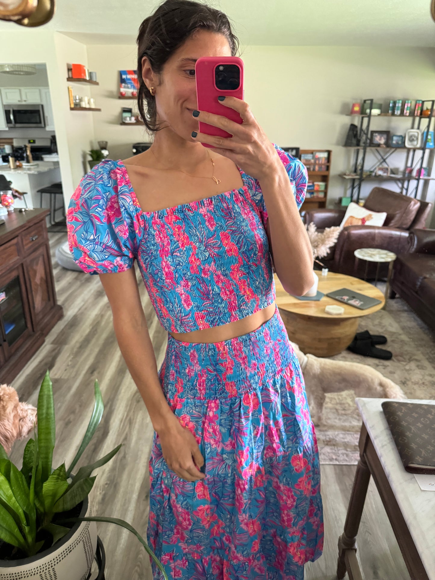 Lilly Pulitzer Aston Maxi Set Cumulus Blue Orchid Oasis size S