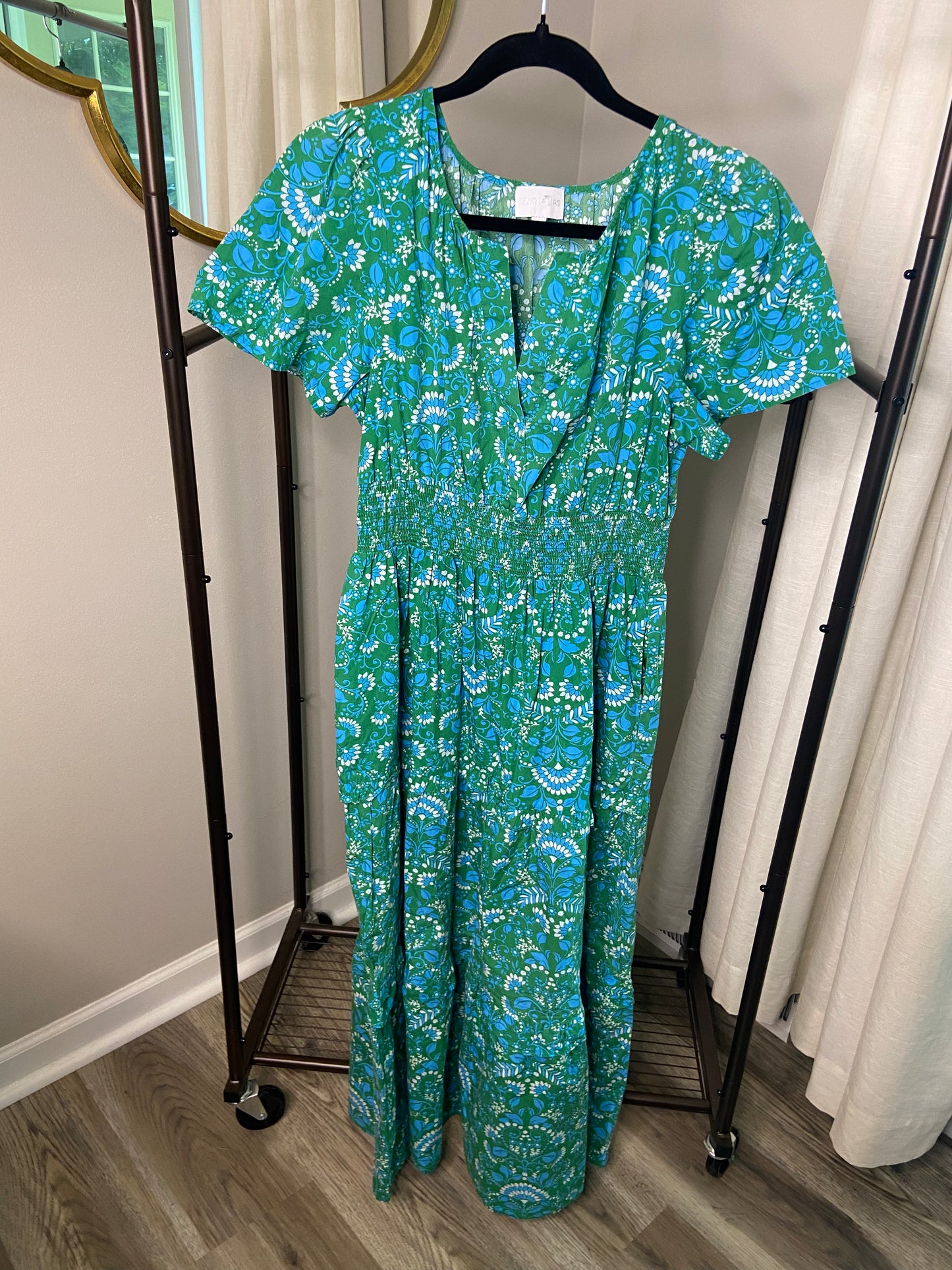 Sugar Lips Alina Floral Palmer Poplin Tiered Maxi Dress size L