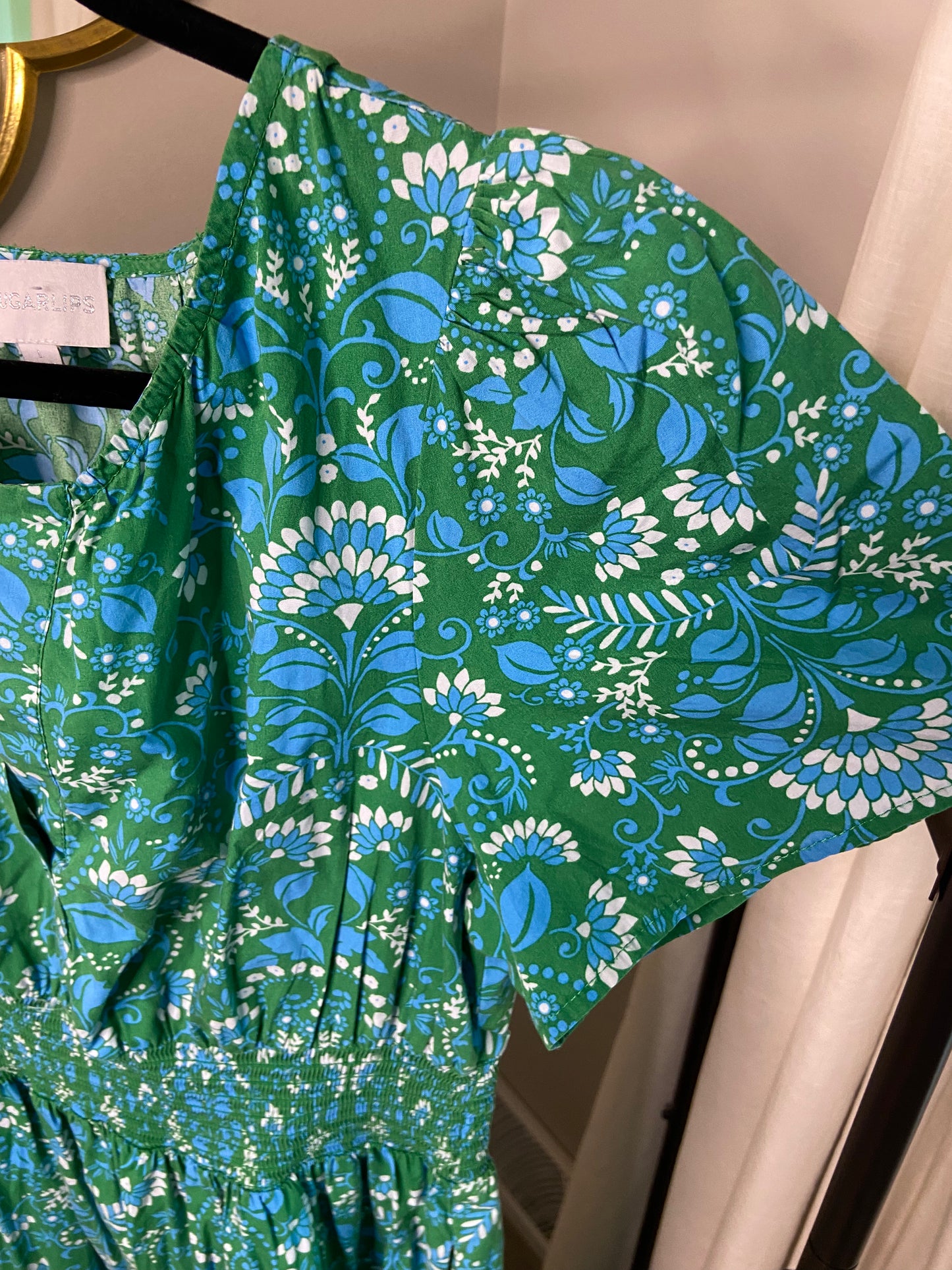 Sugar Lips Alina Floral Palmer Poplin Tiered Maxi Dress size L