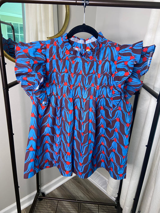 Oliphant Pintuck Ruffle Top size XL