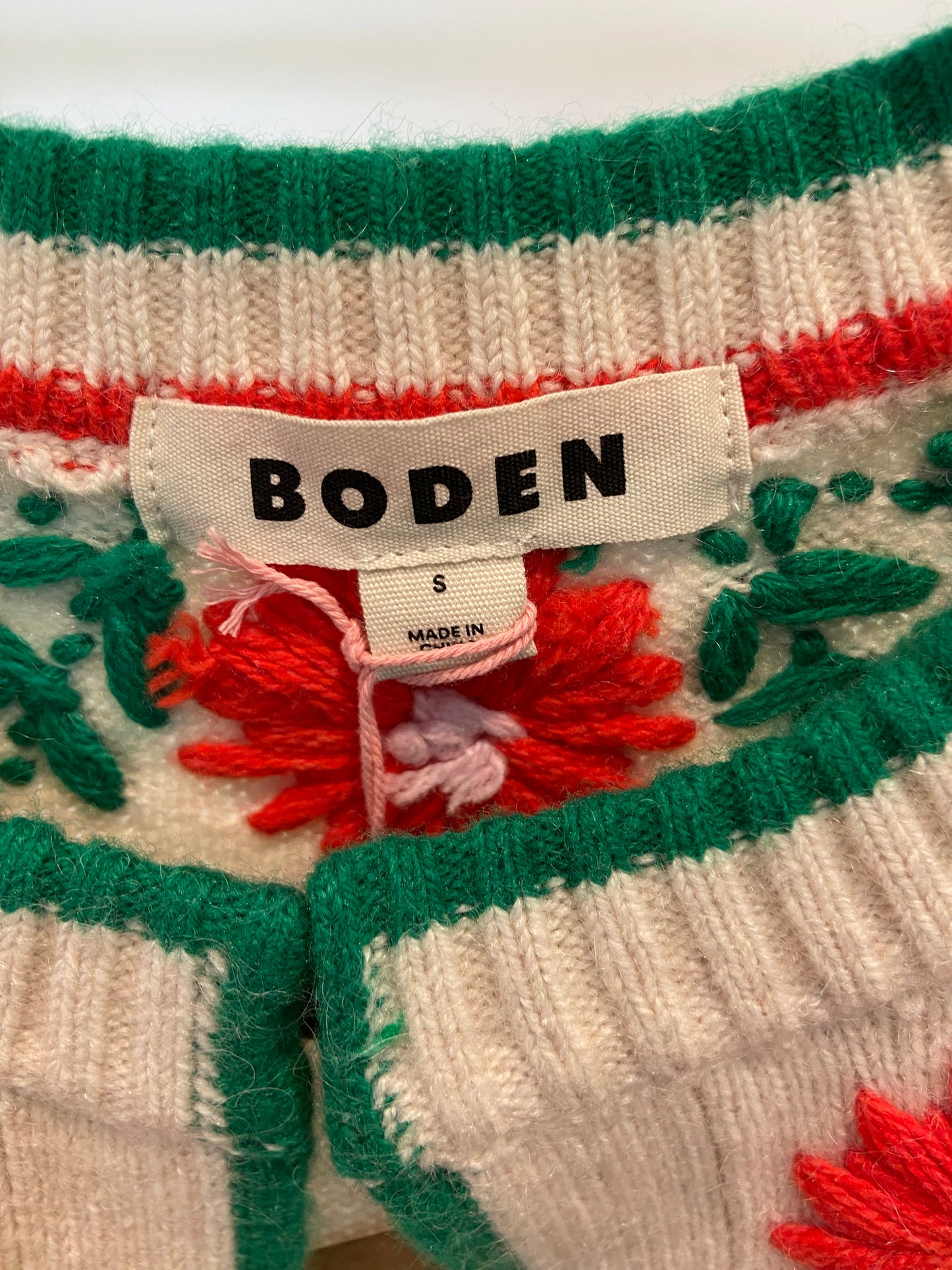 Boden Embroidered Flower Cardigan size S