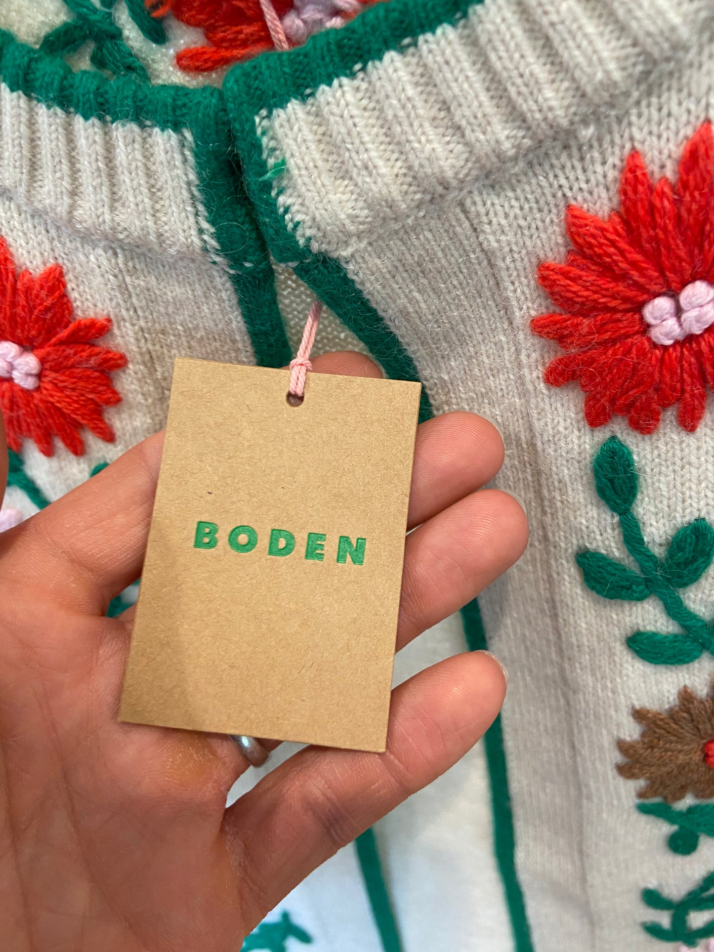 Boden Embroidered Flower Cardigan size S