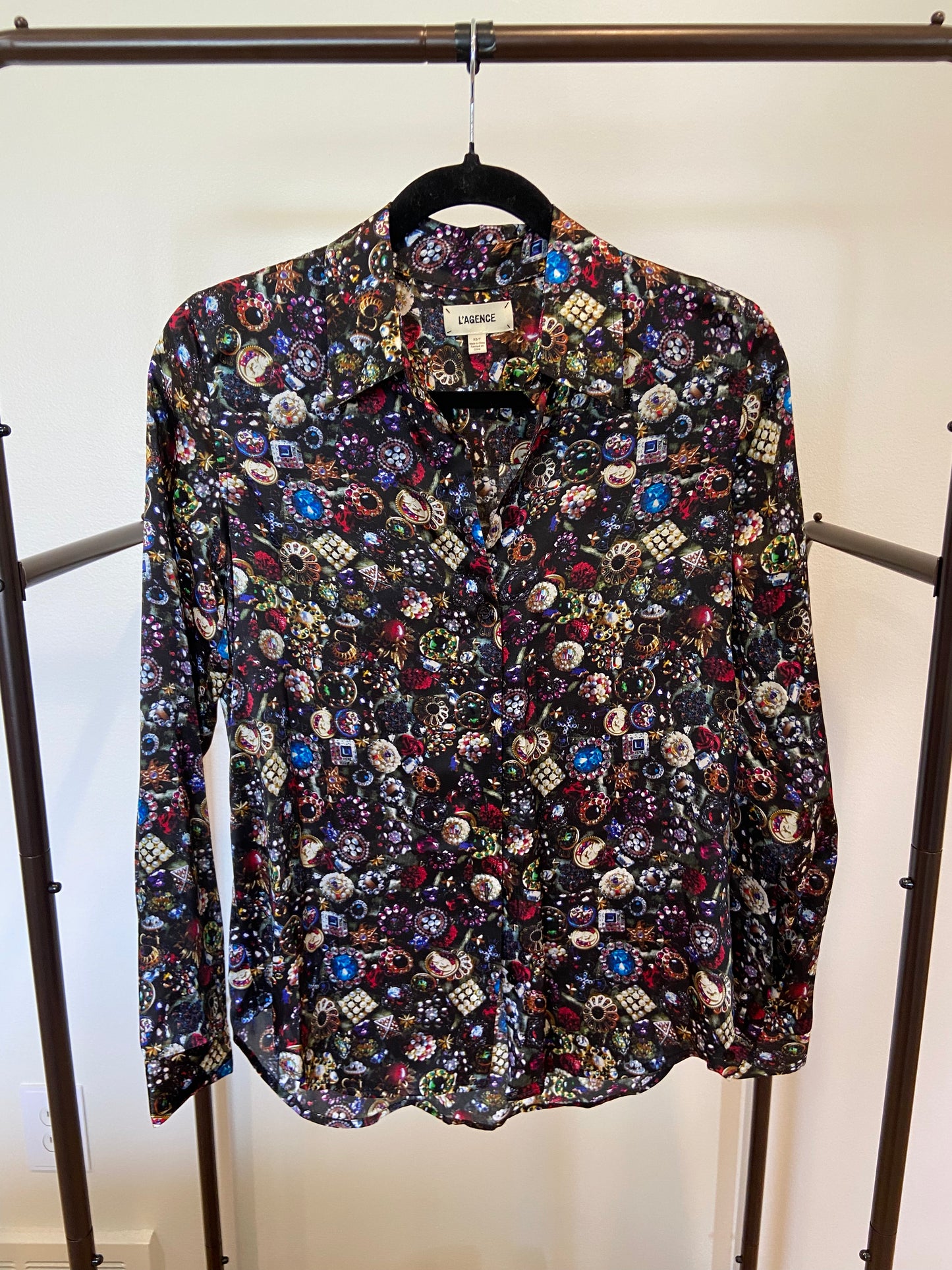 L'AGENCE Jewel Print Silk Top size XS