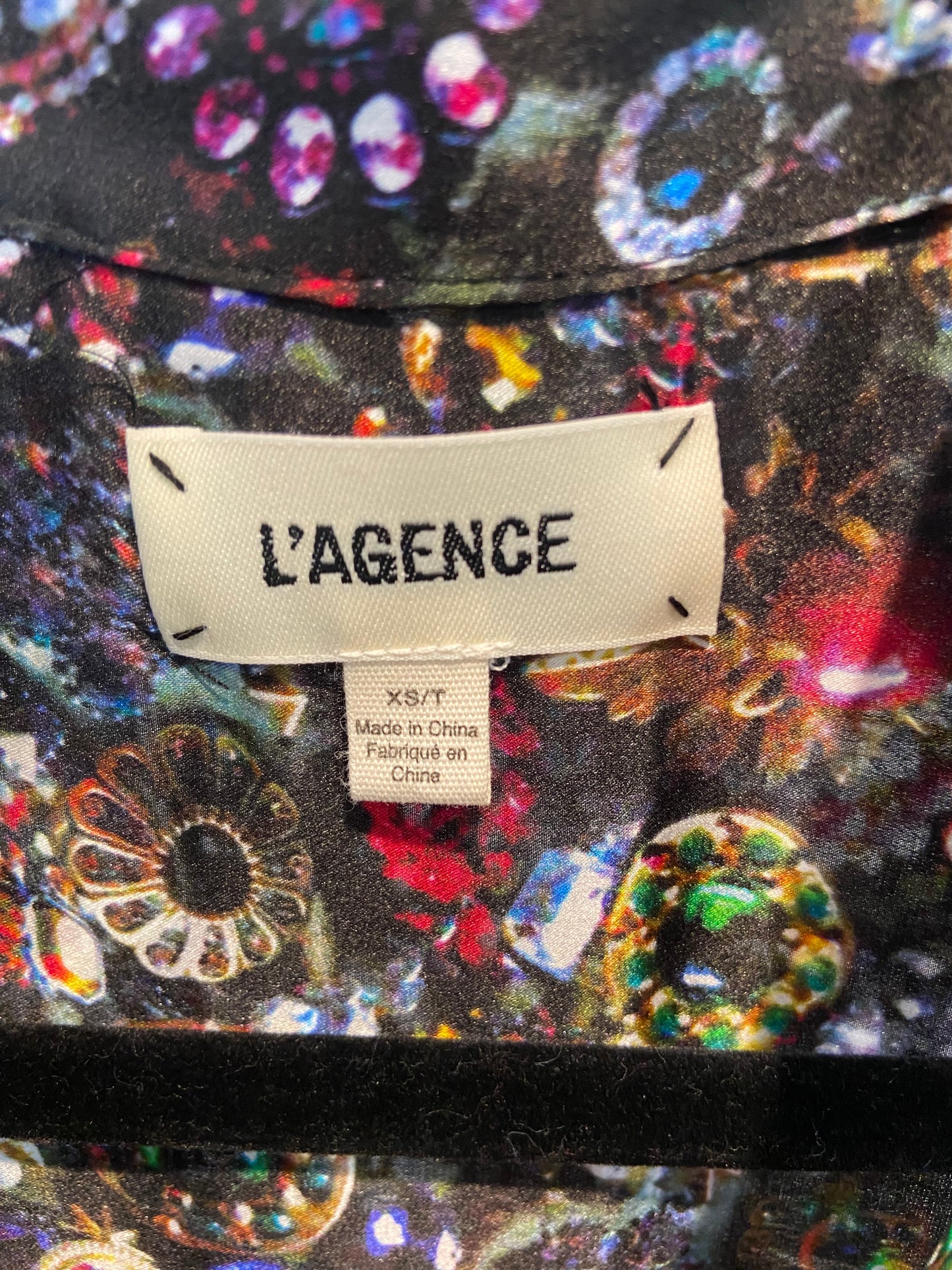 L'AGENCE Jewel Print Silk Top size XS