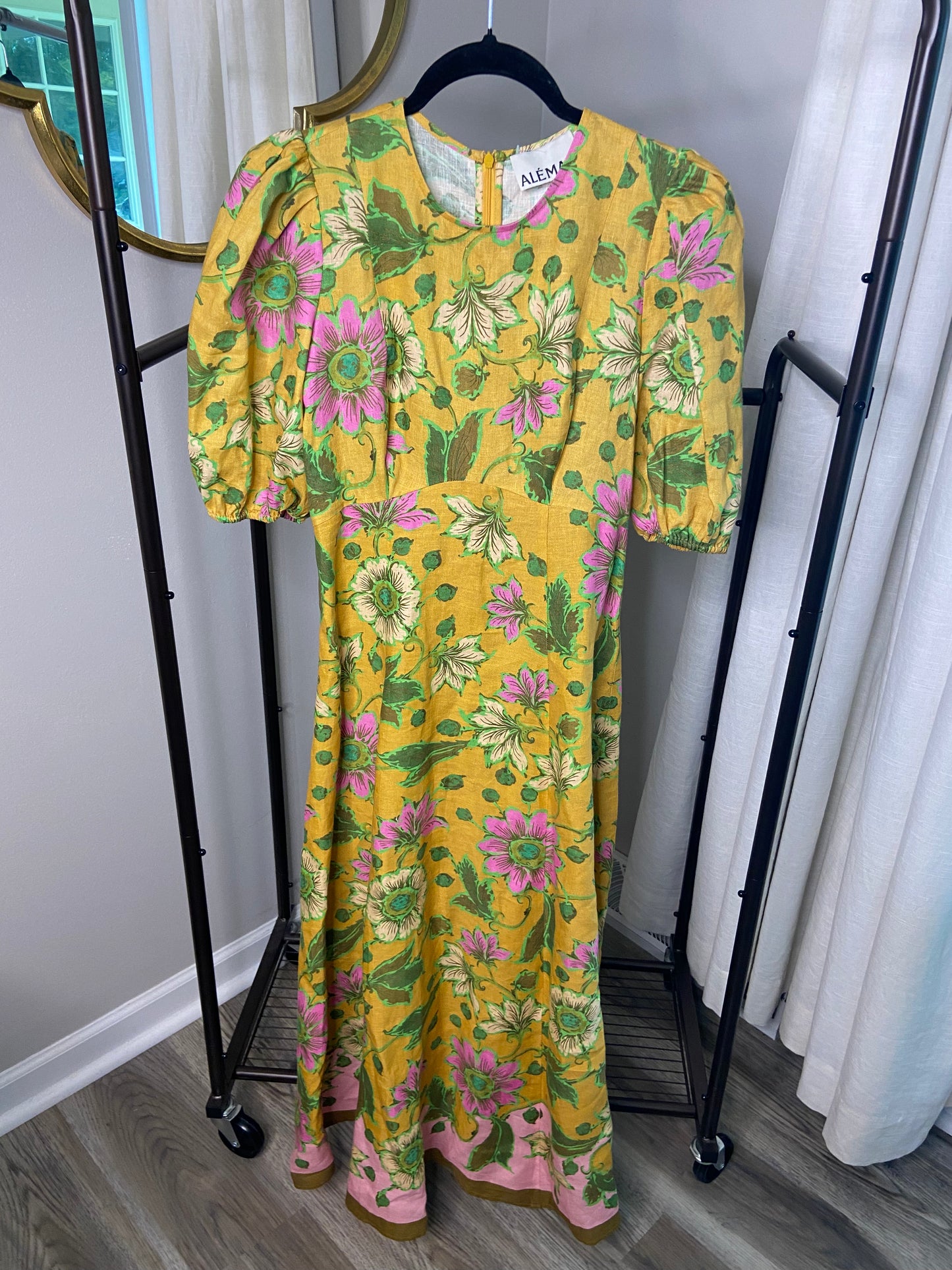 Alemais Winnie Floral Linen Midi Dress size US 4