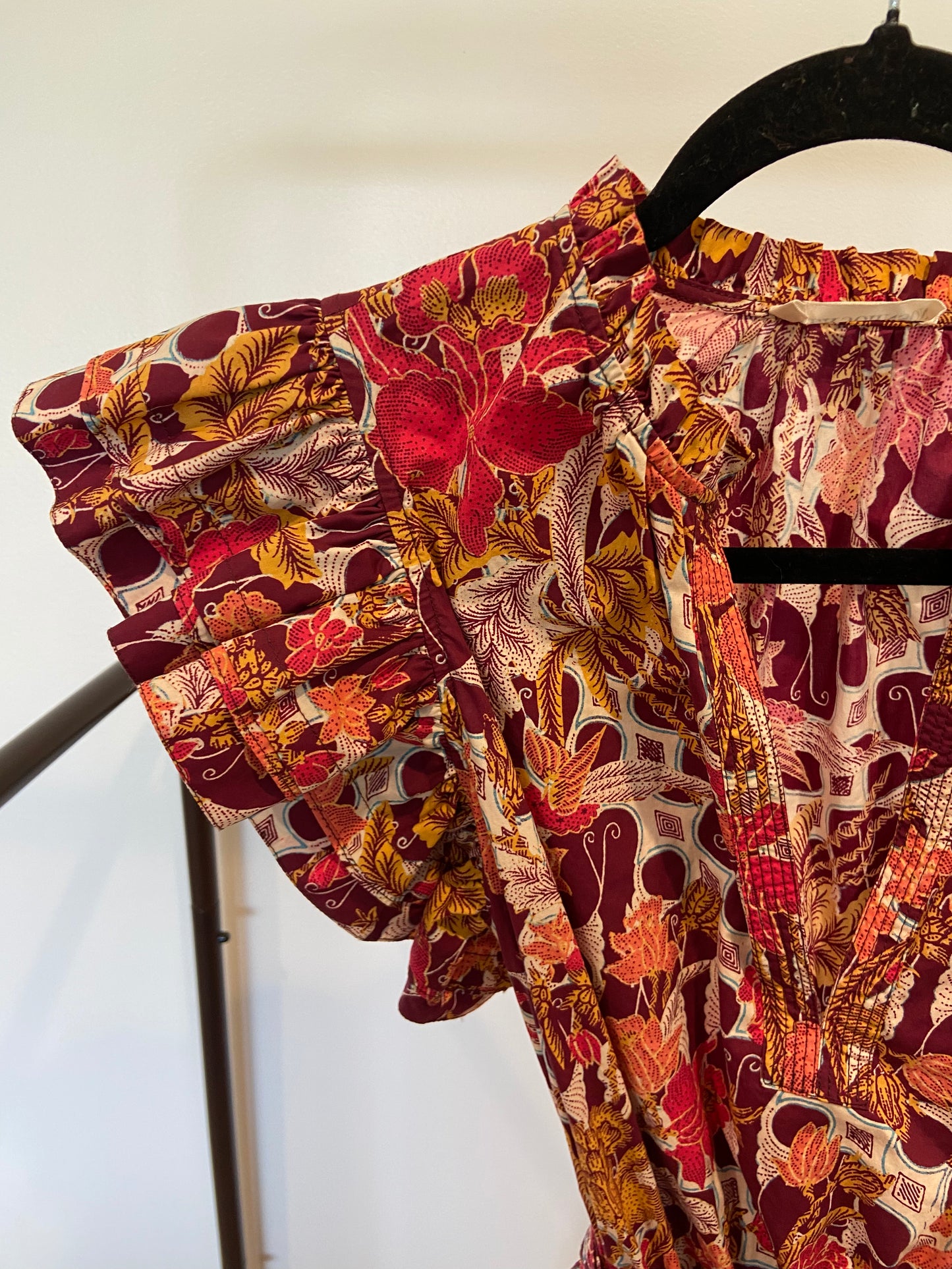 Ulla Johnson Honoria Ruffle Dress Burgundy Floral size 4