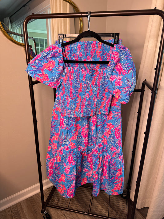 Lilly Pulitzer Aston Maxi Set Cumulus Blue Orchid Oasis size S