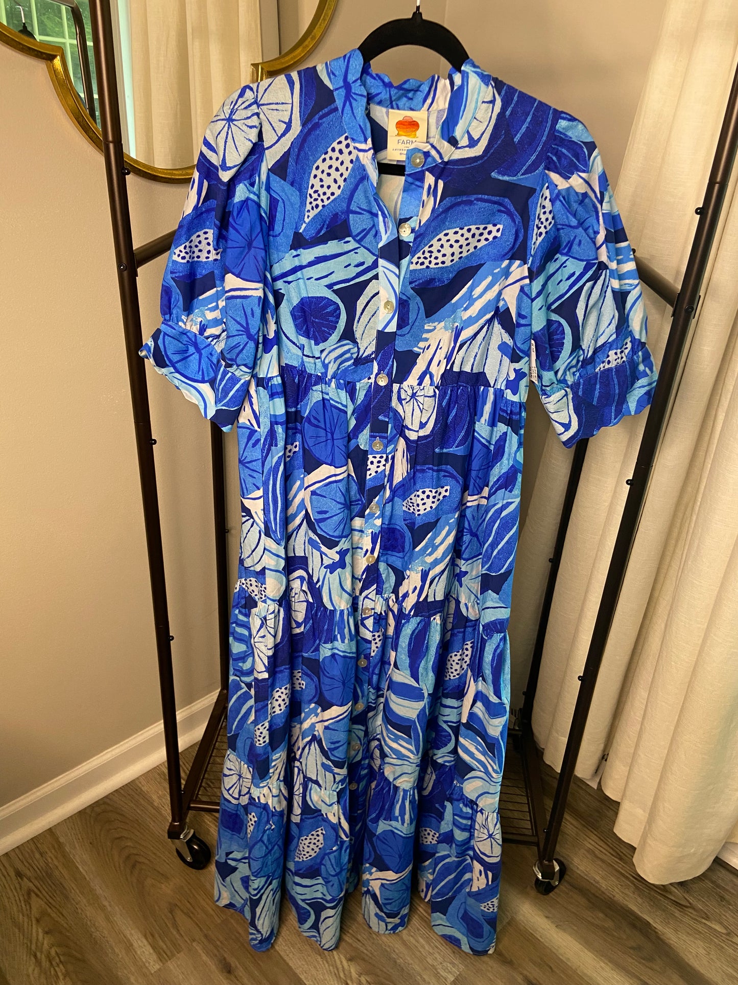 Farm Rio Blue Floral Shirt Dress size S