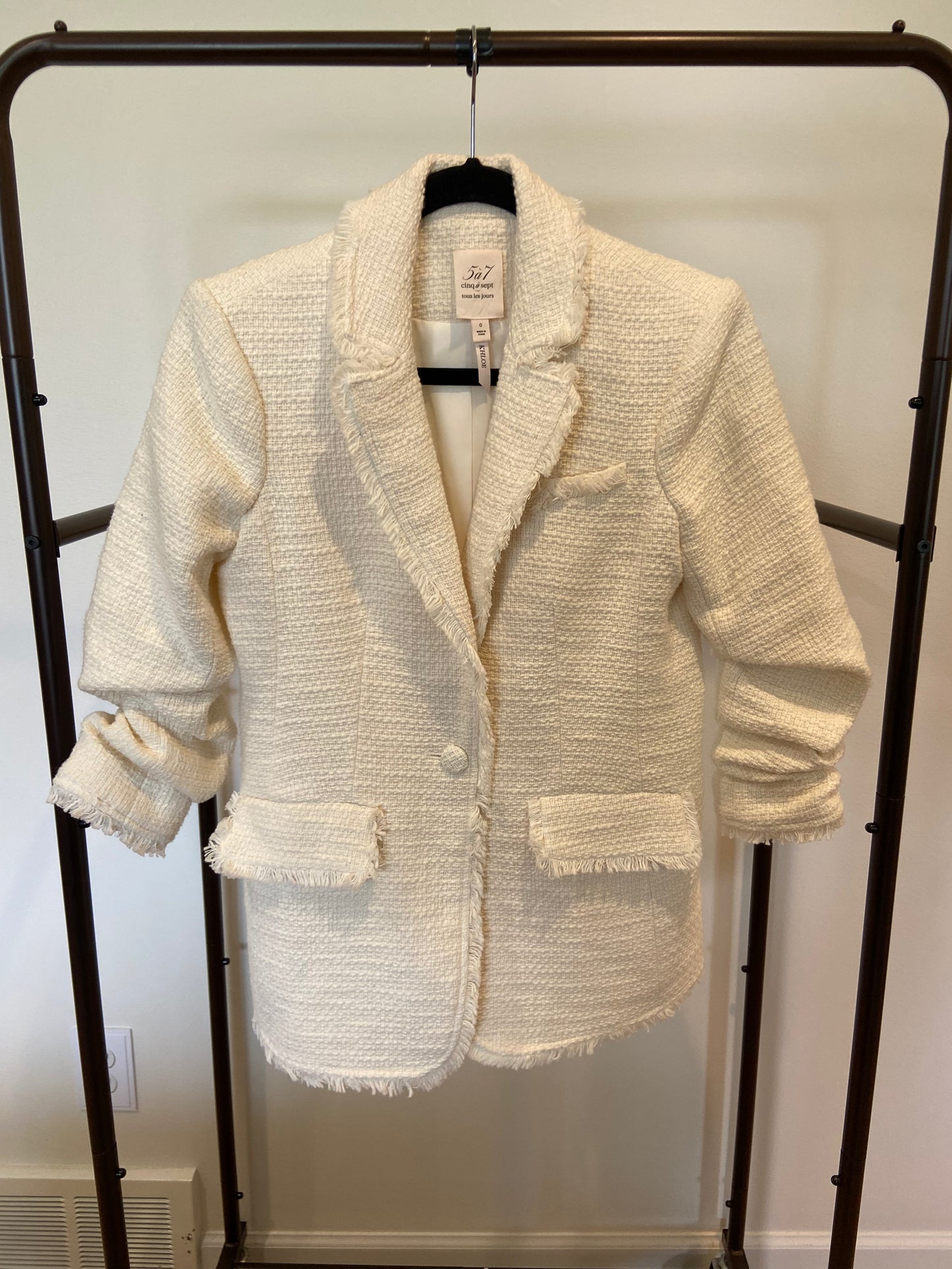 Cinq a Sept Khloe Cream Tweed Blazer size 0