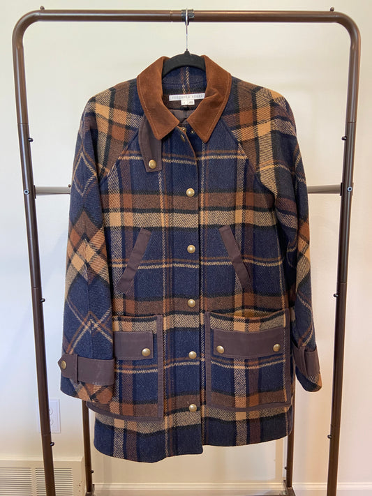 Veronica Beard Sonam Plaid Wool Blend Dickey Coat size S