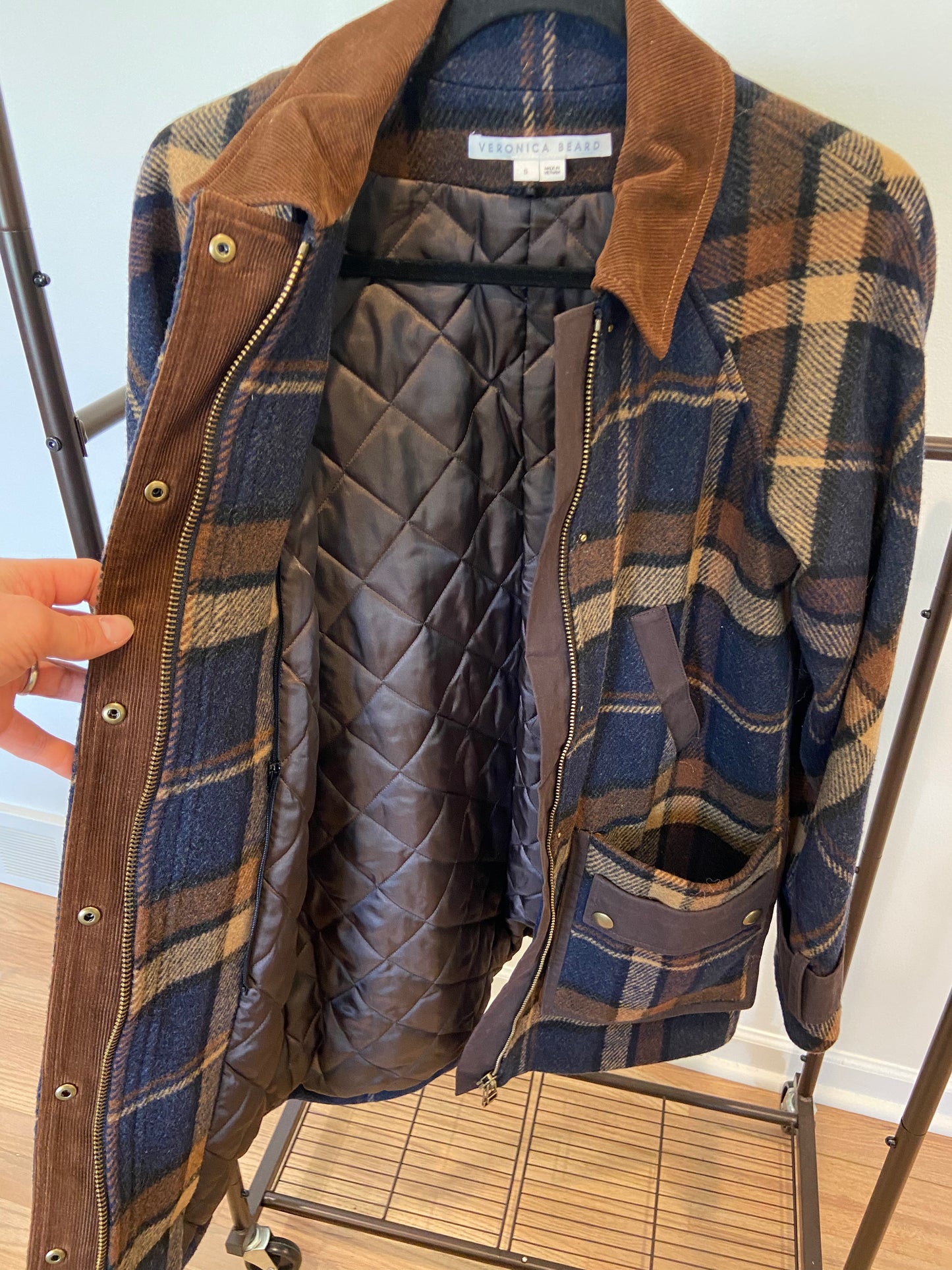 Veronica Beard Sonam Plaid Wool Blend Dickey Coat size S