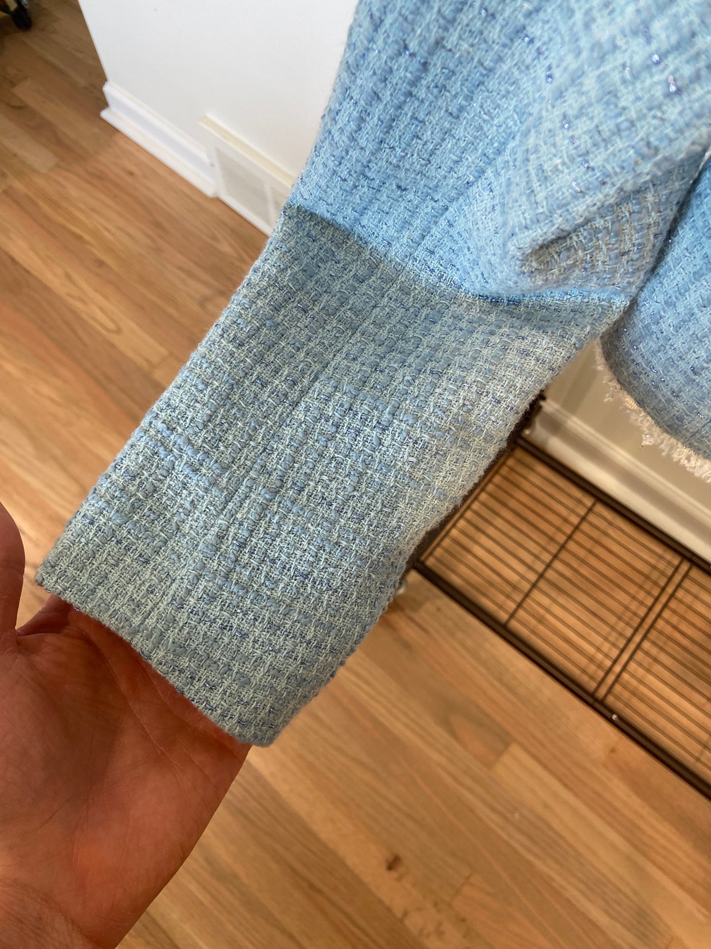 Generation Love Killian Tweed Jacket in French Blue & Cream size XS