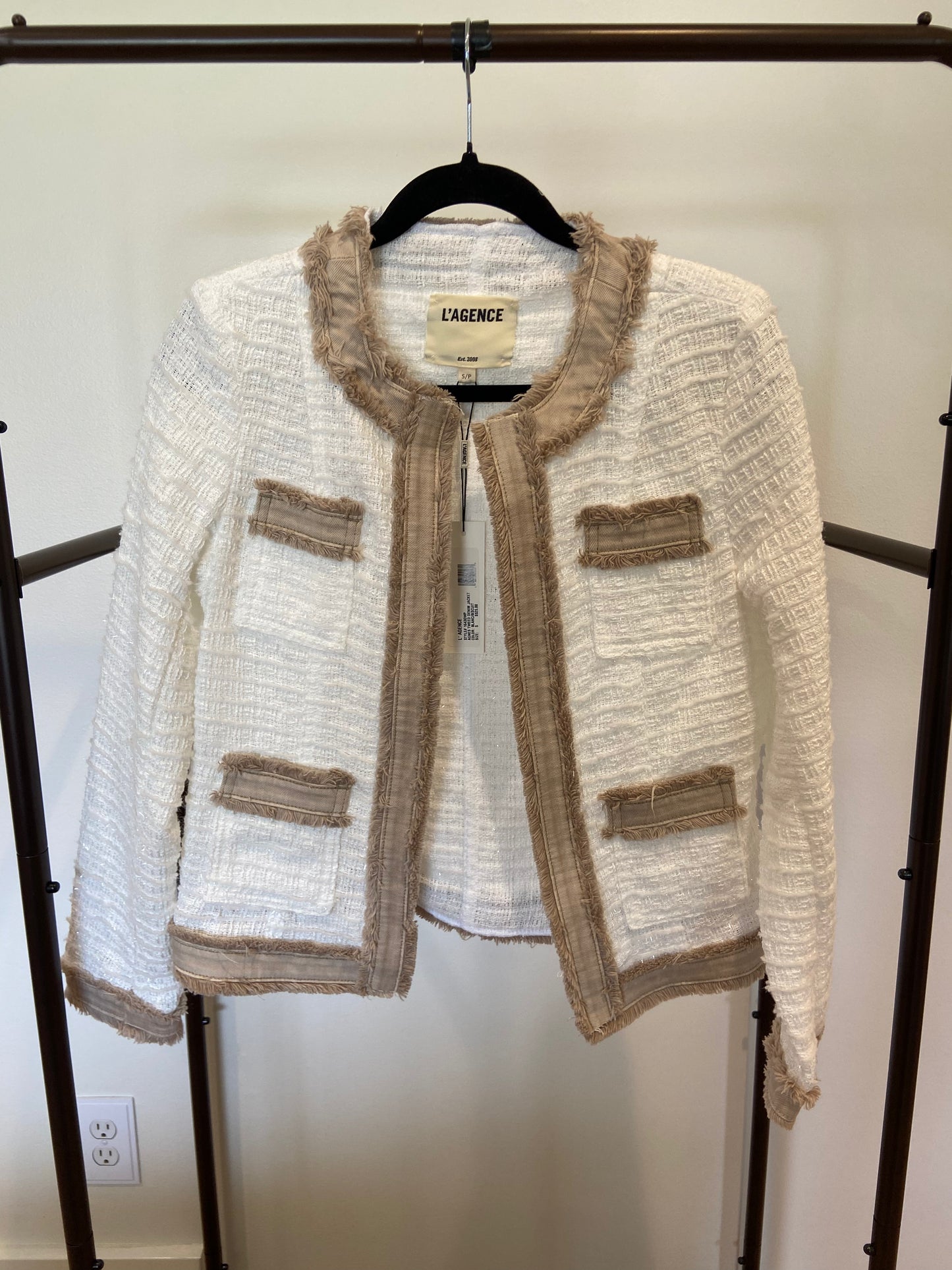 L'Agence Agnes Tweed Denim Jacket size S