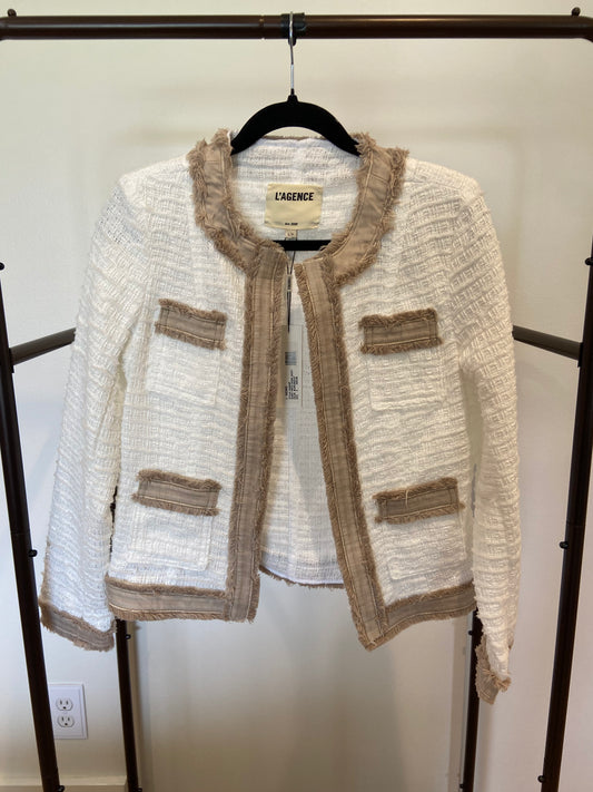 L'Agence Agnes Tweed Denim Jacket size S