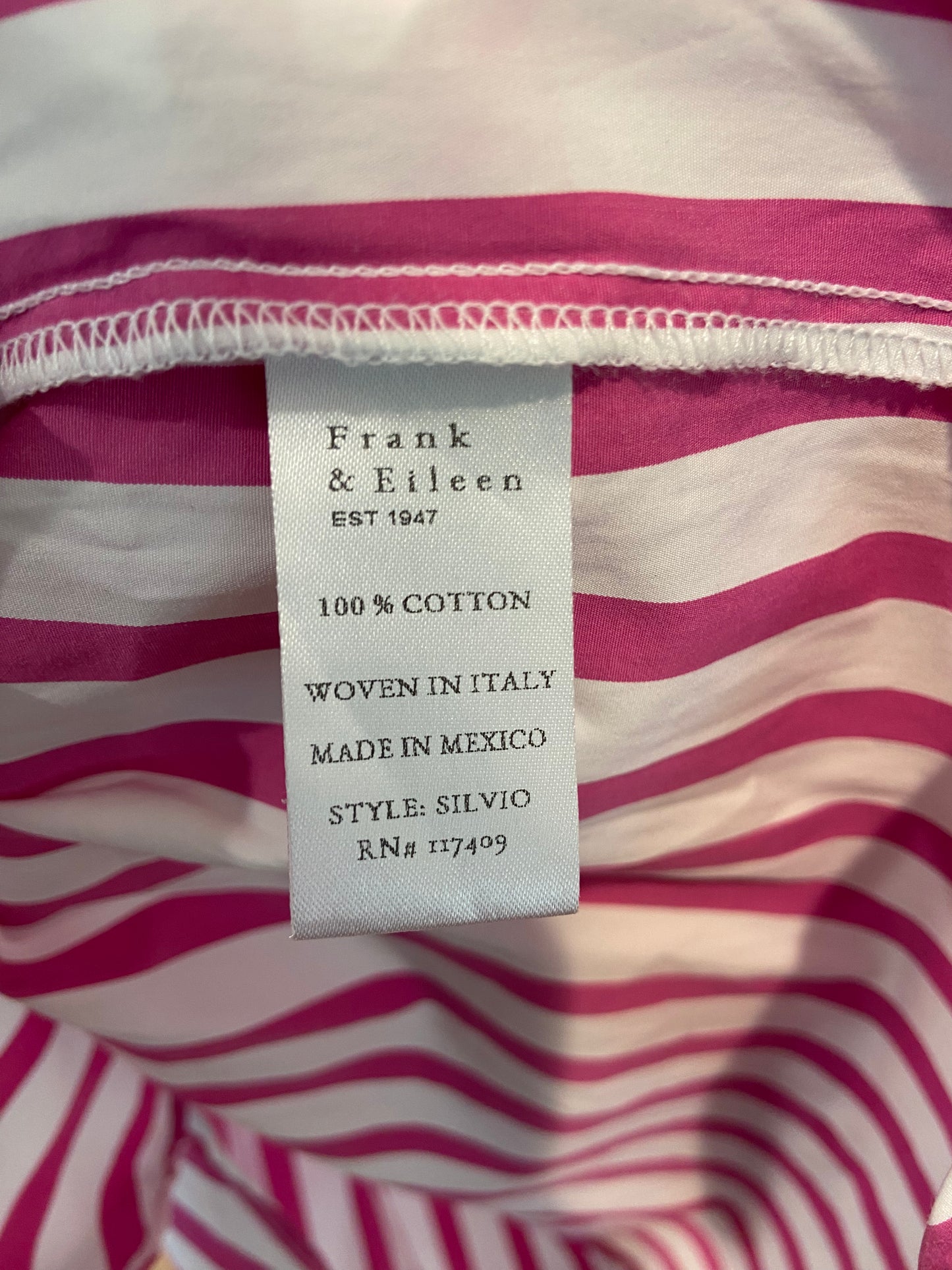 Frank and Eileen Silvio Pink Stripe Button-up size M