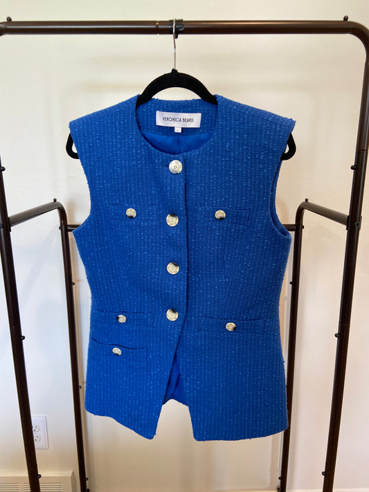 Veronica Beard Tamara Cotton Blend Cutaway Vest size 6