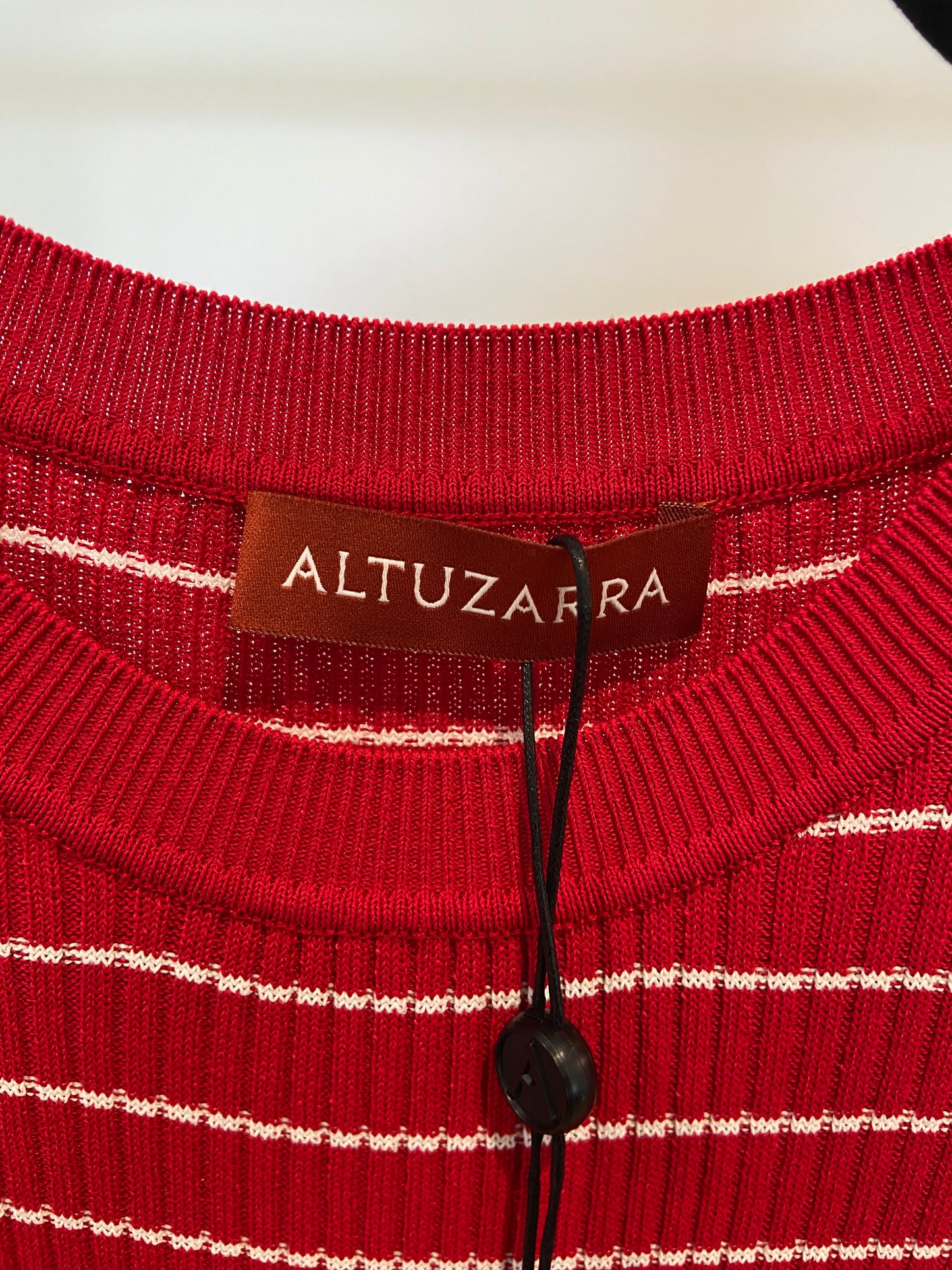 Altuzarra Red Delpini Stripe Ruffle Trim Midi Dress size M