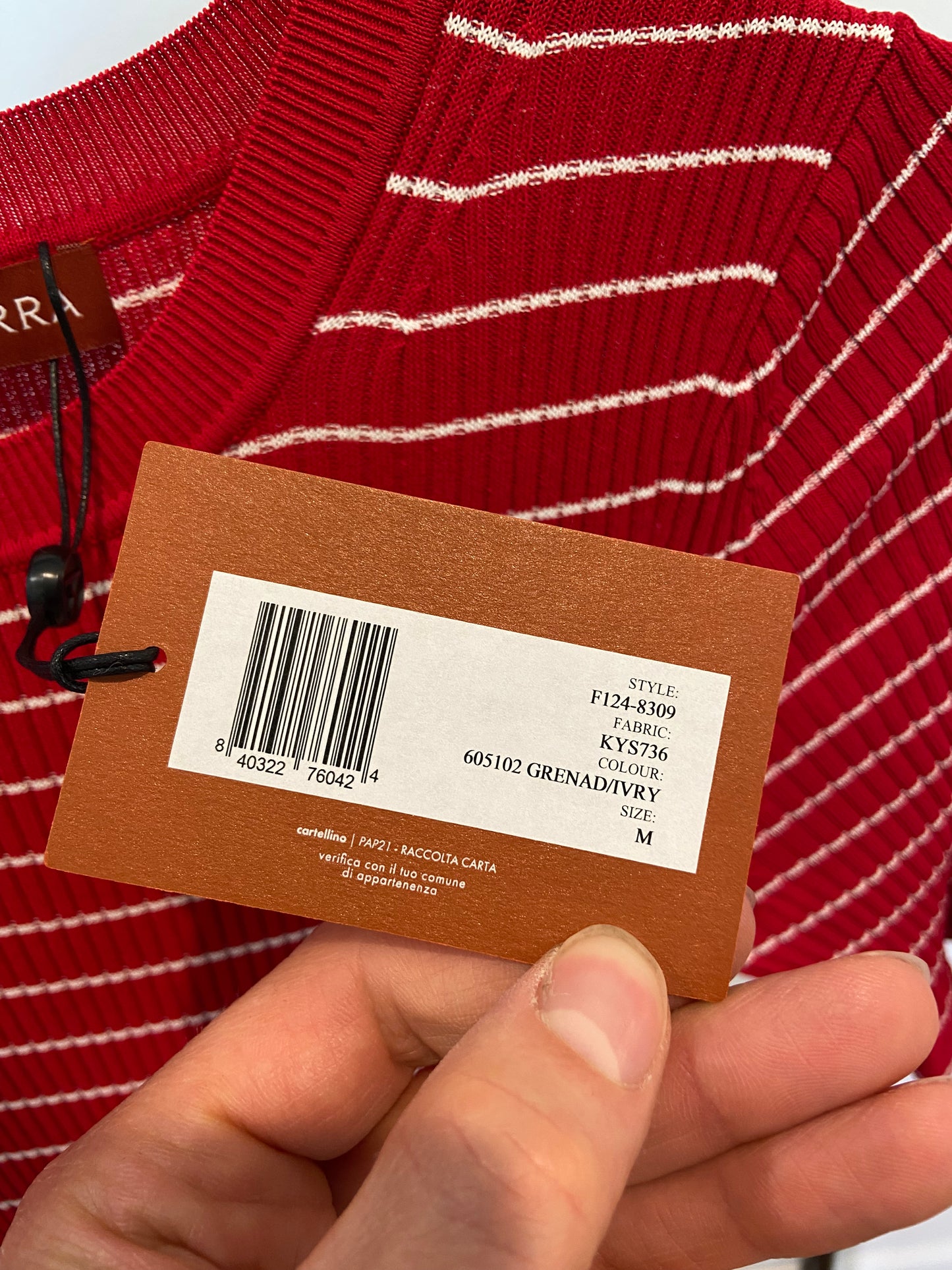 Altuzarra Red Delpini Stripe Ruffle Trim Midi Dress size M