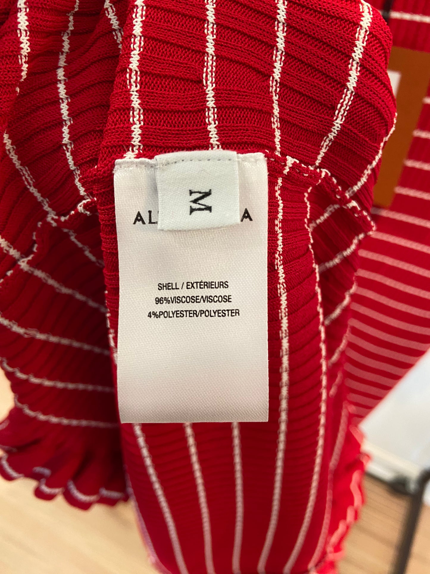 Altuzarra Red Delpini Stripe Ruffle Trim Midi Dress size M