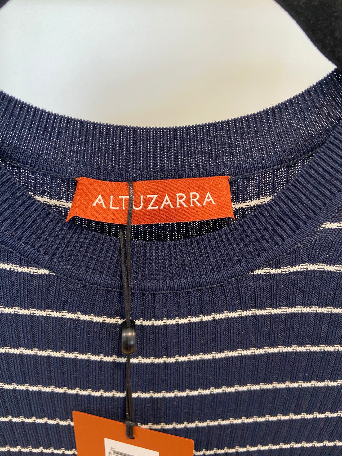 Altuzarra Navy Blue Delpini Stripe Ruffle Trim Midi Dress size XS