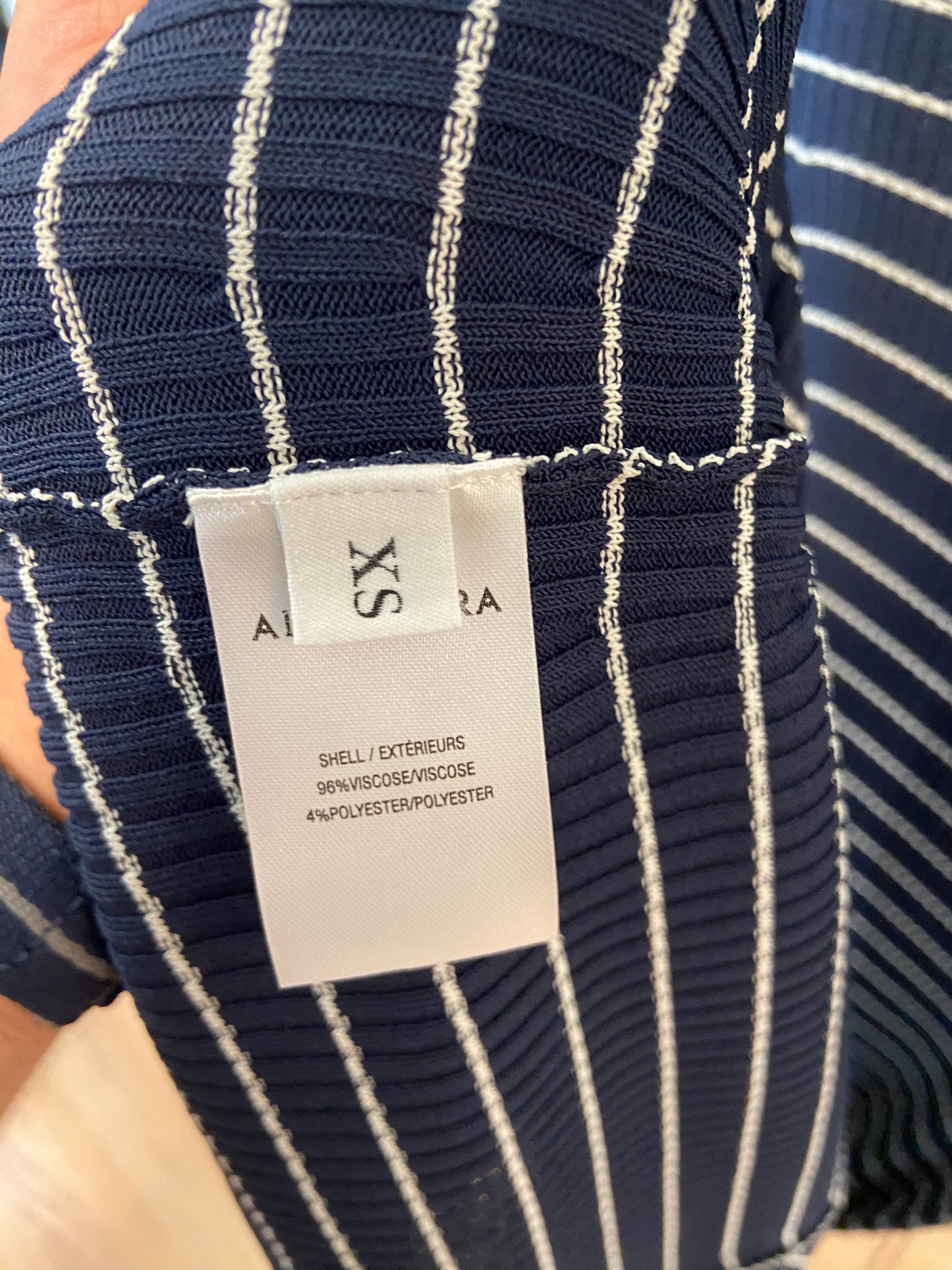 Altuzarra Navy Blue Delpini Stripe Ruffle Trim Midi Dress size XS