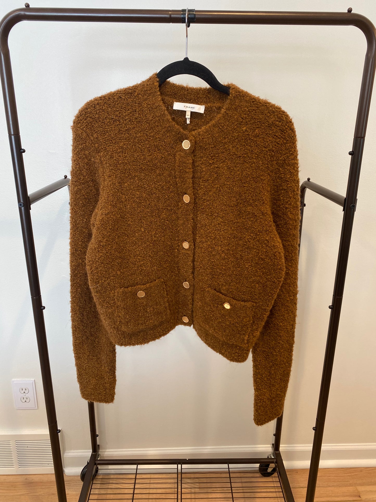 Frame Patch Pocket Cardigan - Camel size S