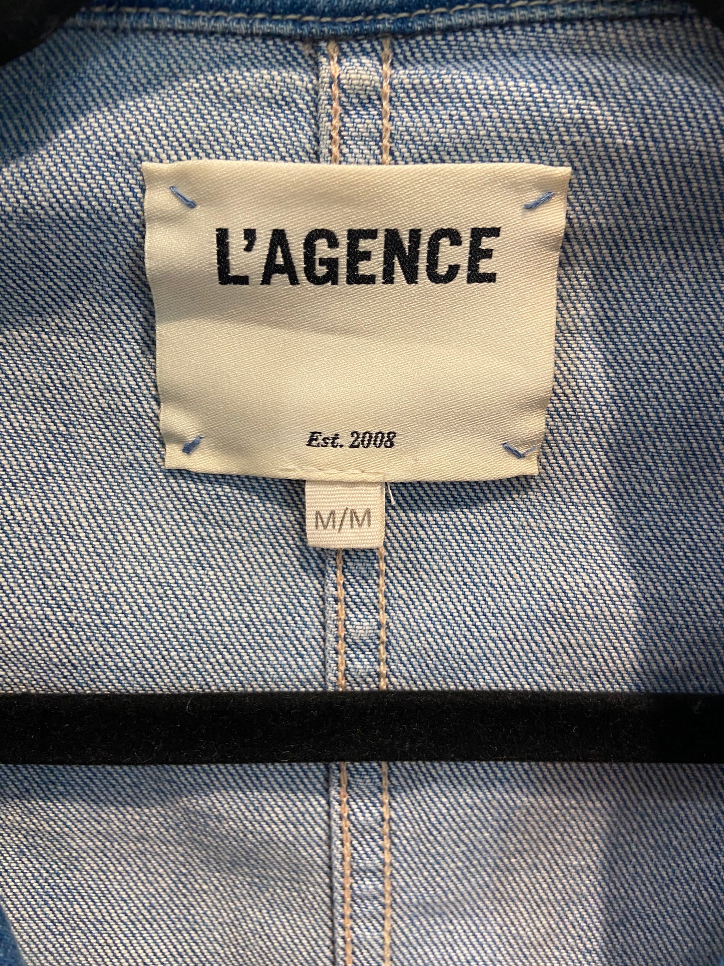 L'Agence Wayne Denim Double Breasted Cropped Blazer size M
