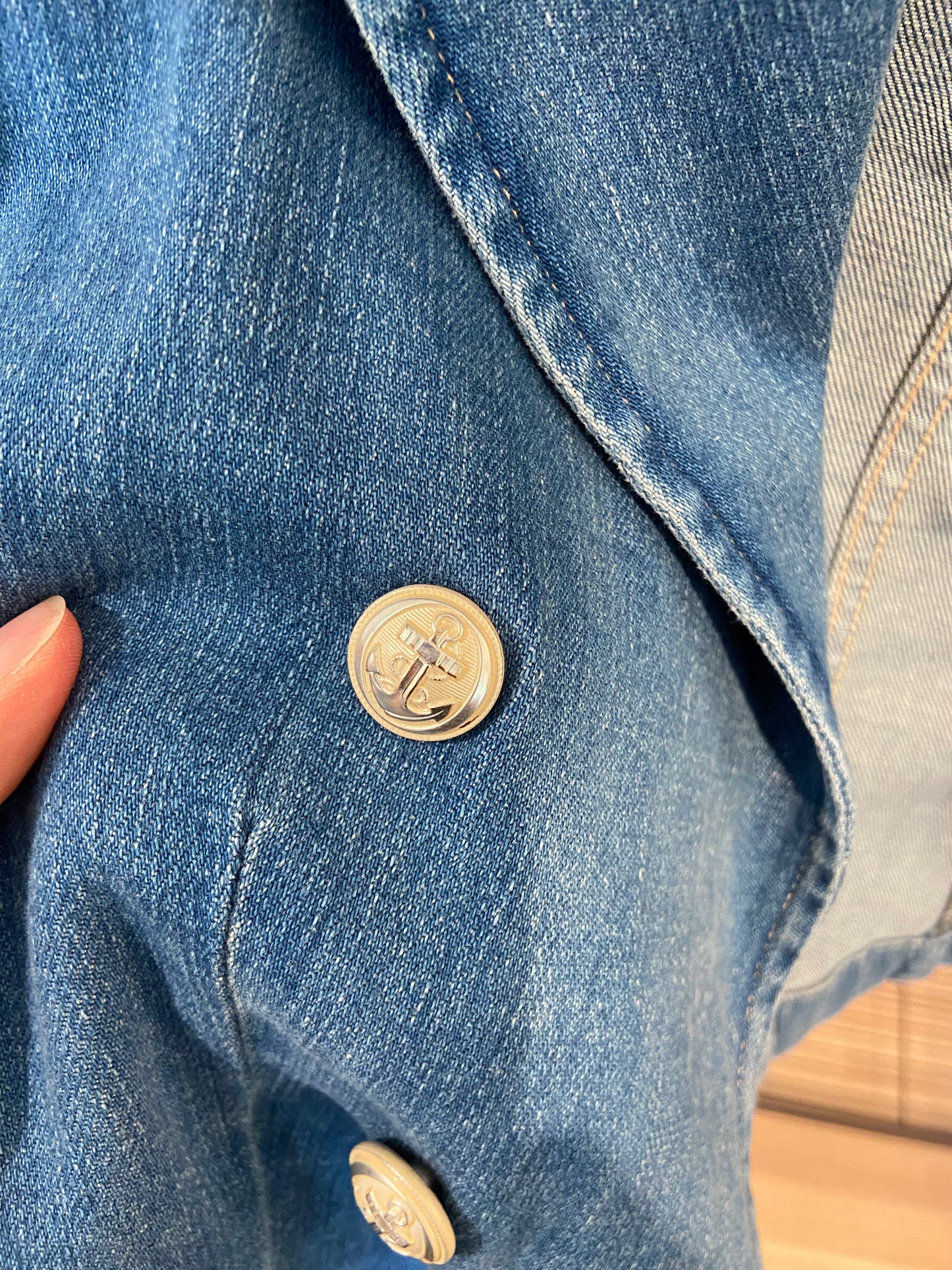L'Agence Wayne Denim Double Breasted Cropped Blazer size M